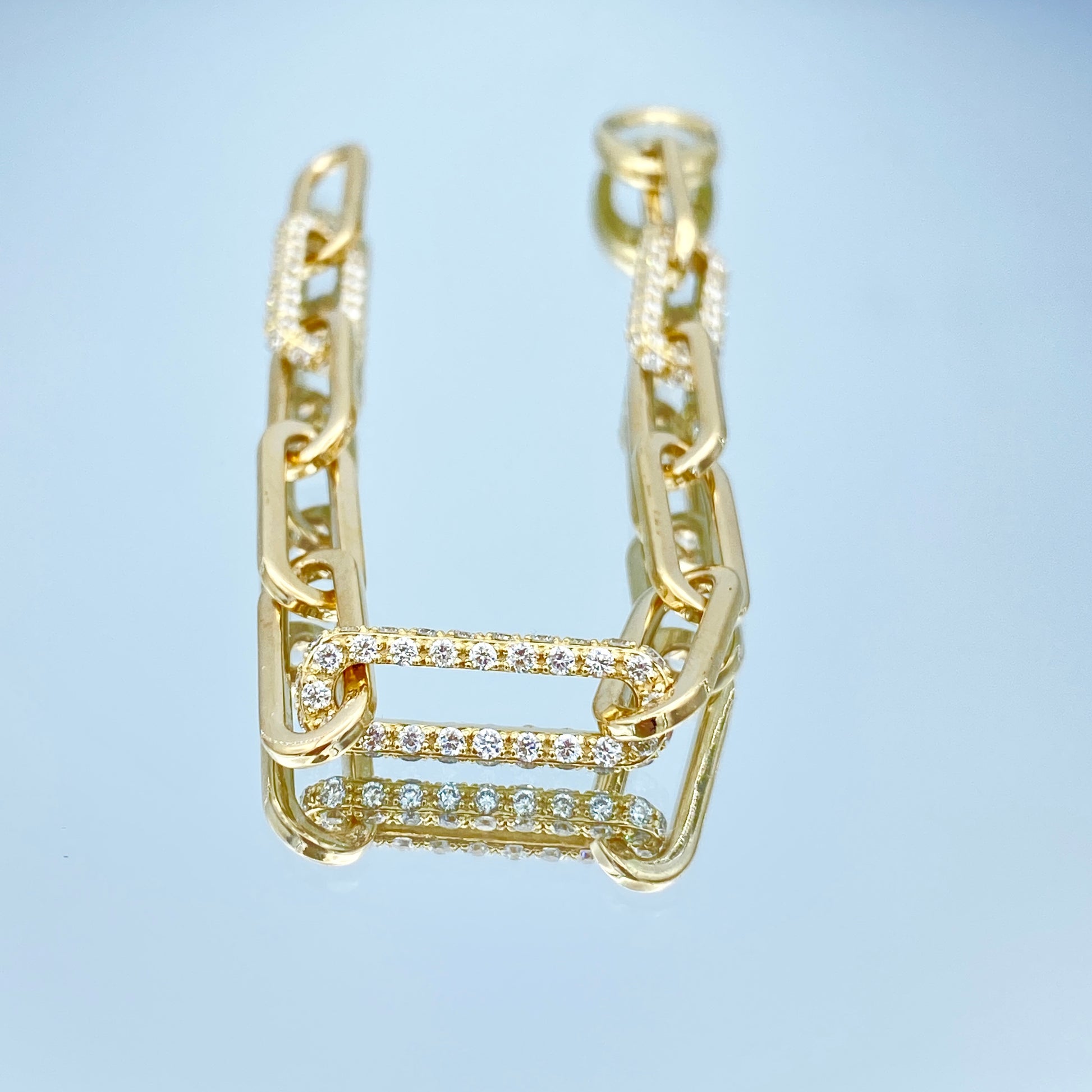 Diamond Paperclip Link Bracelet in 14K Yellow Gold - L and L Jewelry