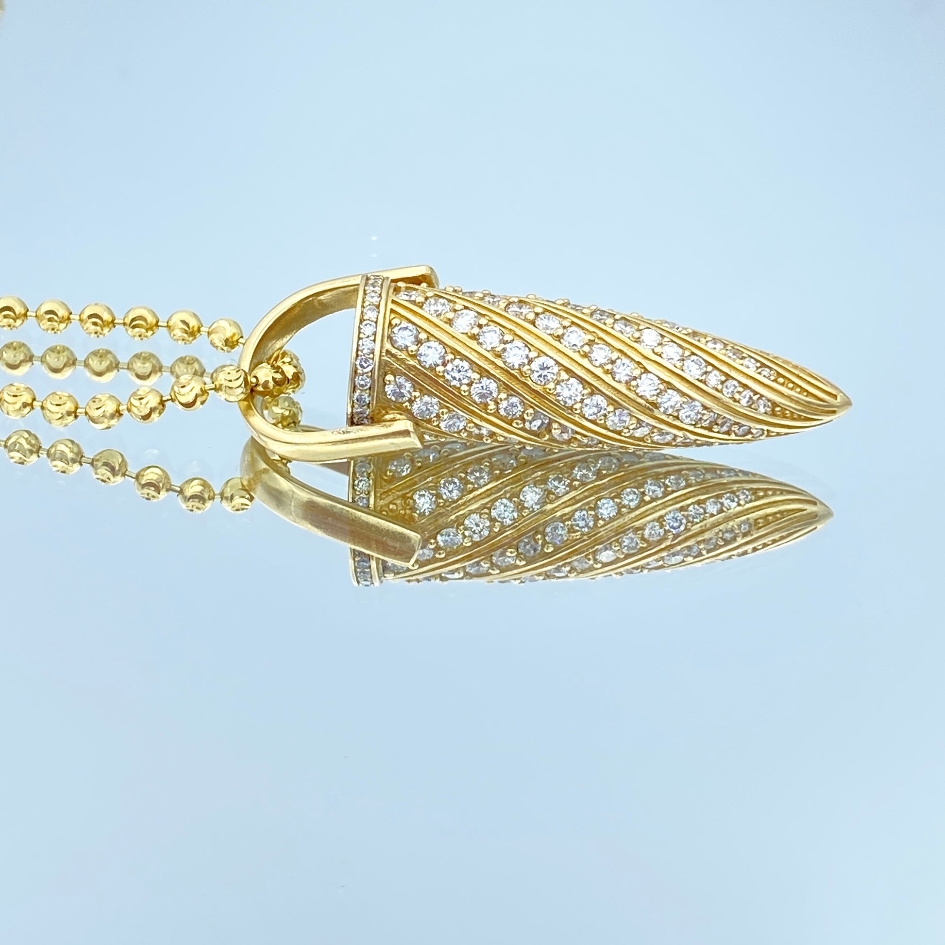 Diamond Bullet Pendant in 14K Yellow Gold - L and L Jewelry