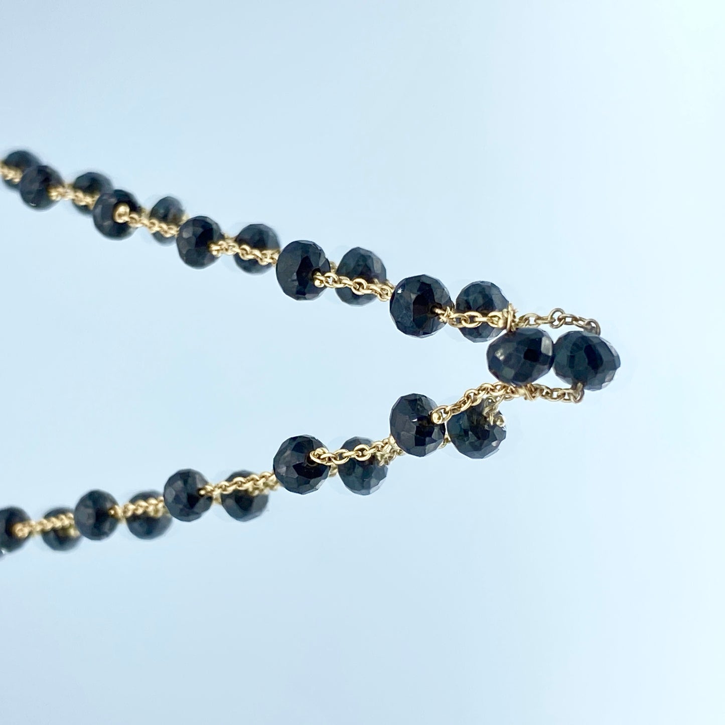 Black Diamond Bead Necklace in 14K Yellow Gold - L and L Jewelry