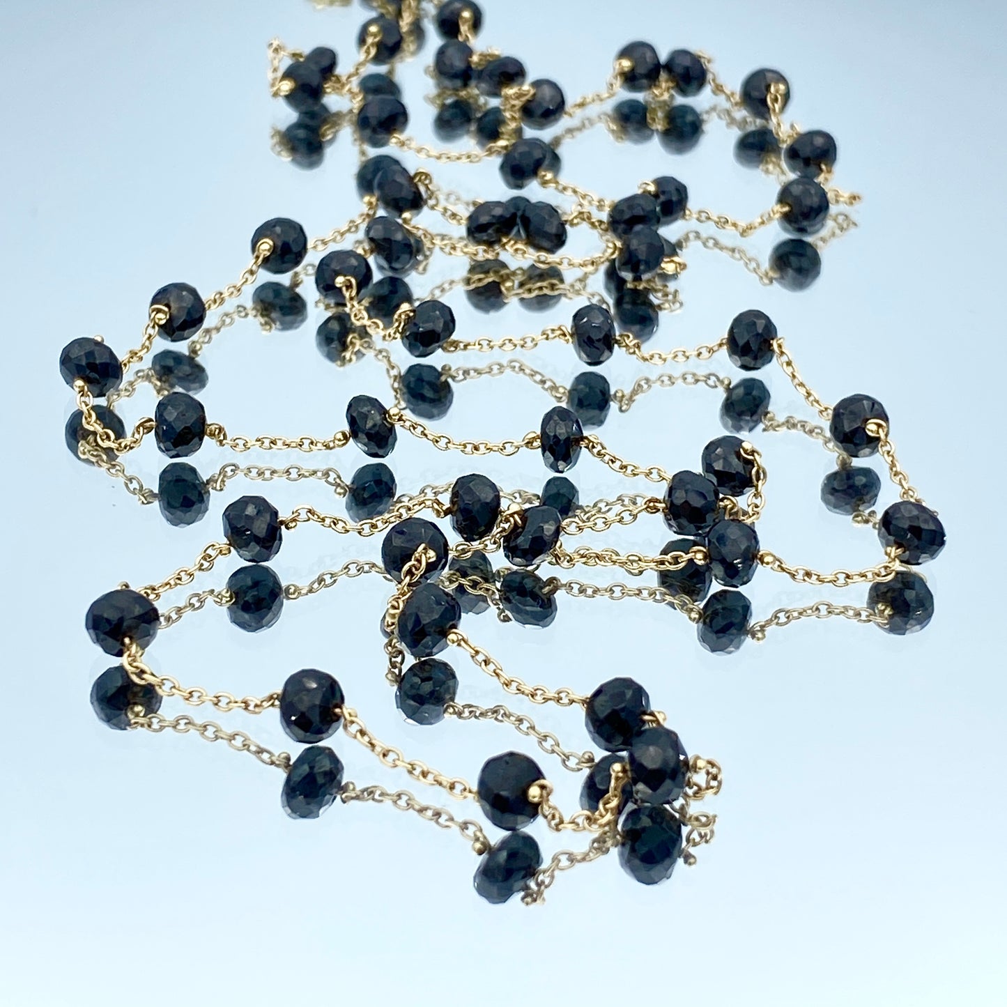 Black Diamond Bead Necklace in 14K Yellow Gold - L and L Jewelry