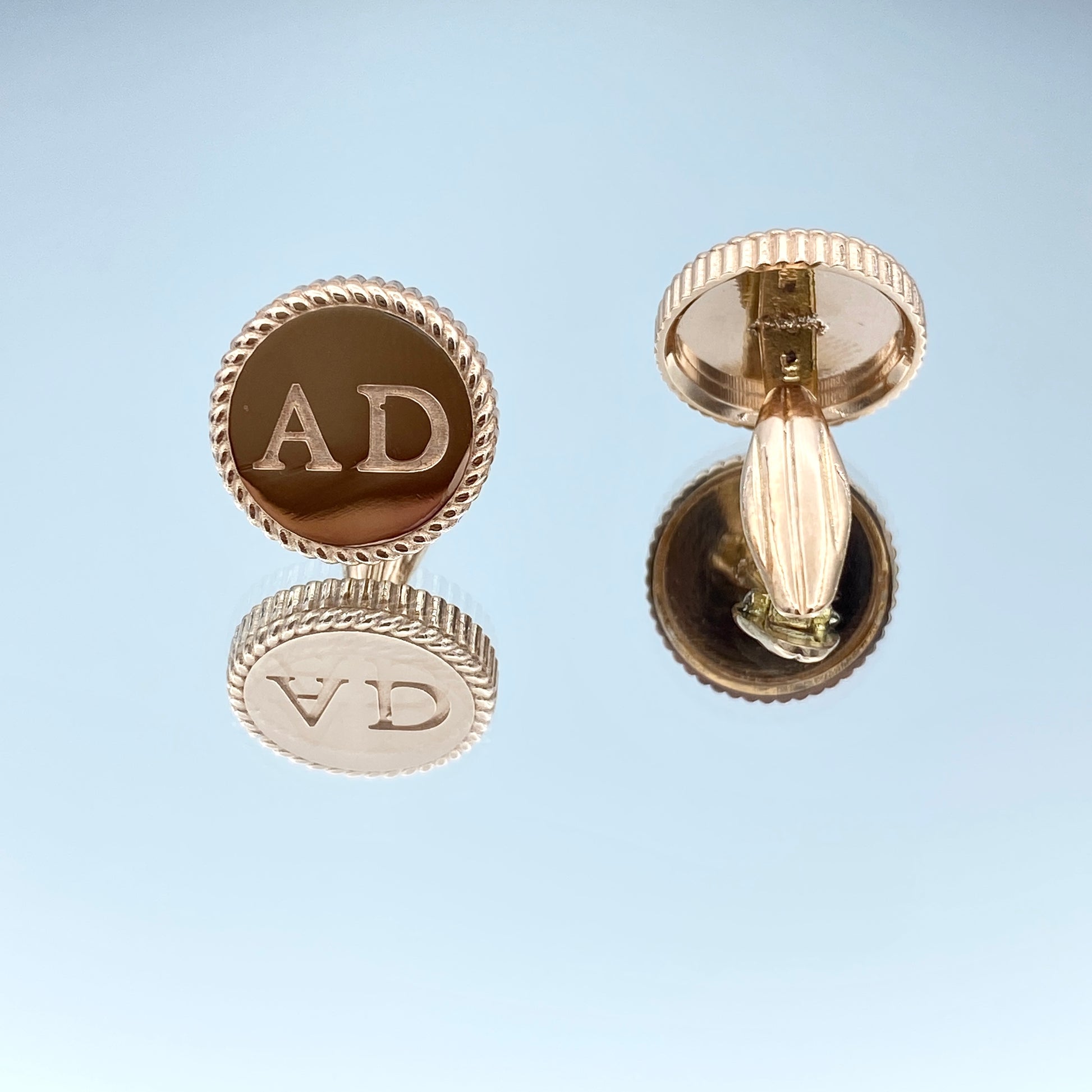 Men's Engravable Cufflinks in 14K Rose Gold - L and L Jewelry