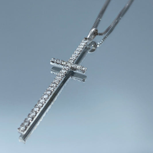 Diamond Cross Pendant Necklace in 14K White Gold - L and L Jewelry