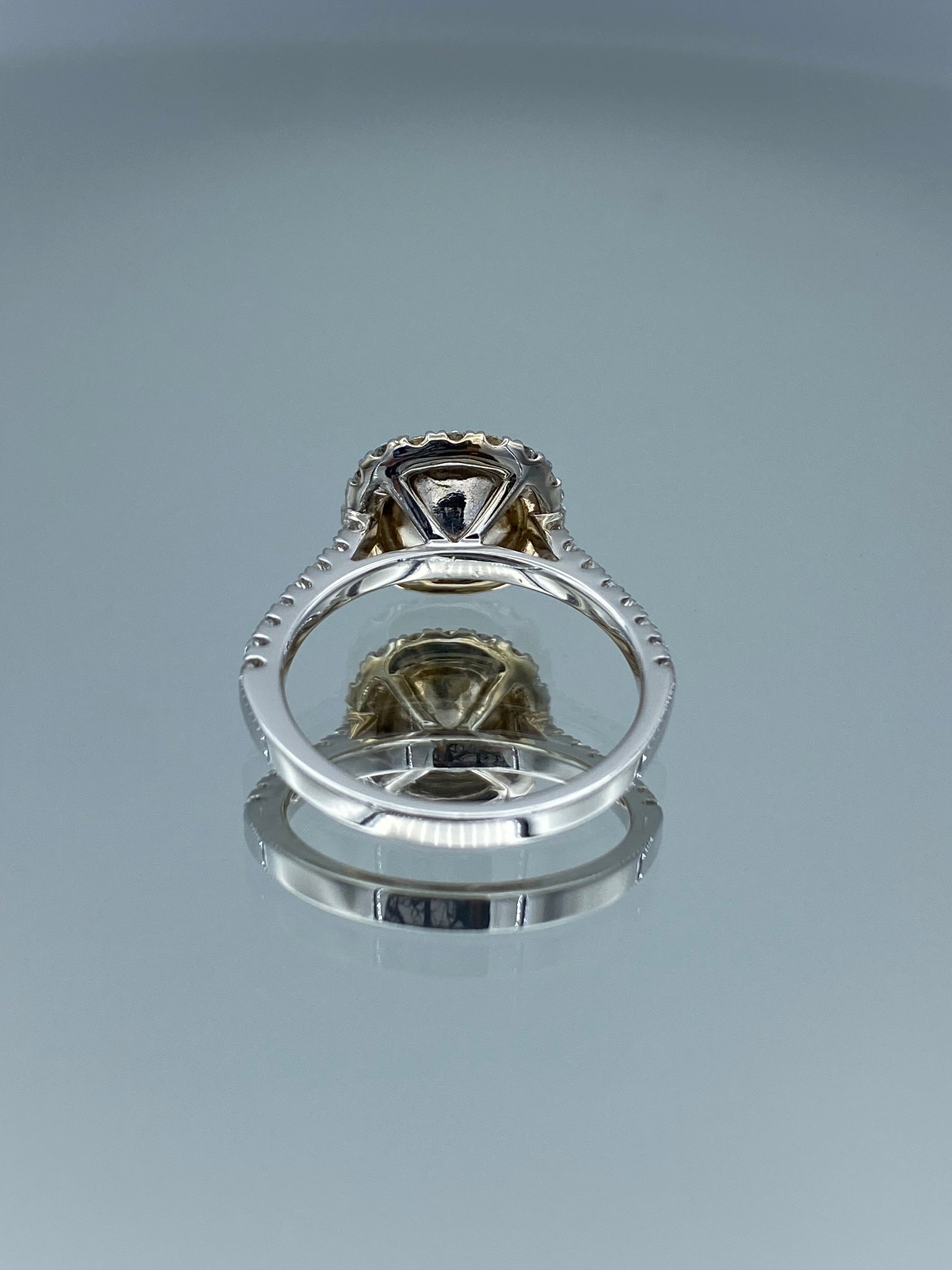 Cushion-Cut Halo Canary Yellow Diamond Engagement Ring in 14K White Gold - L and L Jewelry