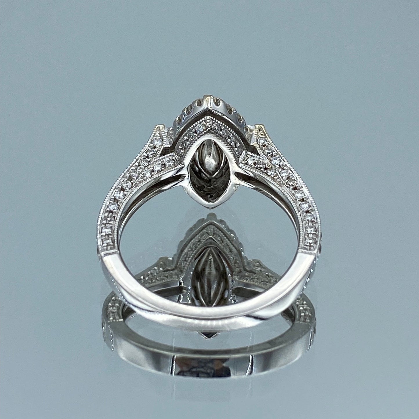 Marquise-Cut Yellow Diamond Halo Engagement Ring in 18K White Gold - L and L Jewelry