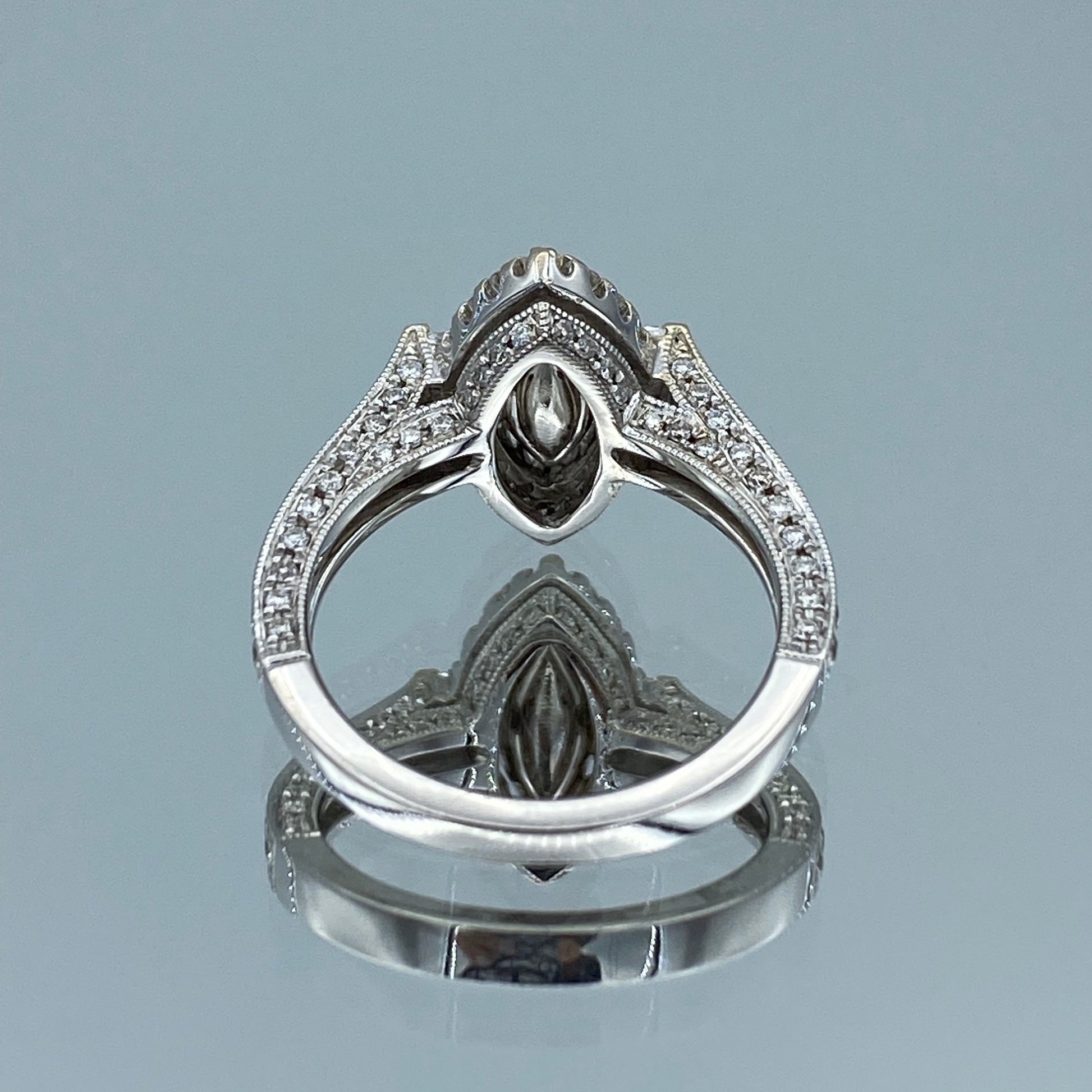 Marquise-Cut Yellow Diamond Halo Engagement Ring in 18K White Gold - L and L Jewelry