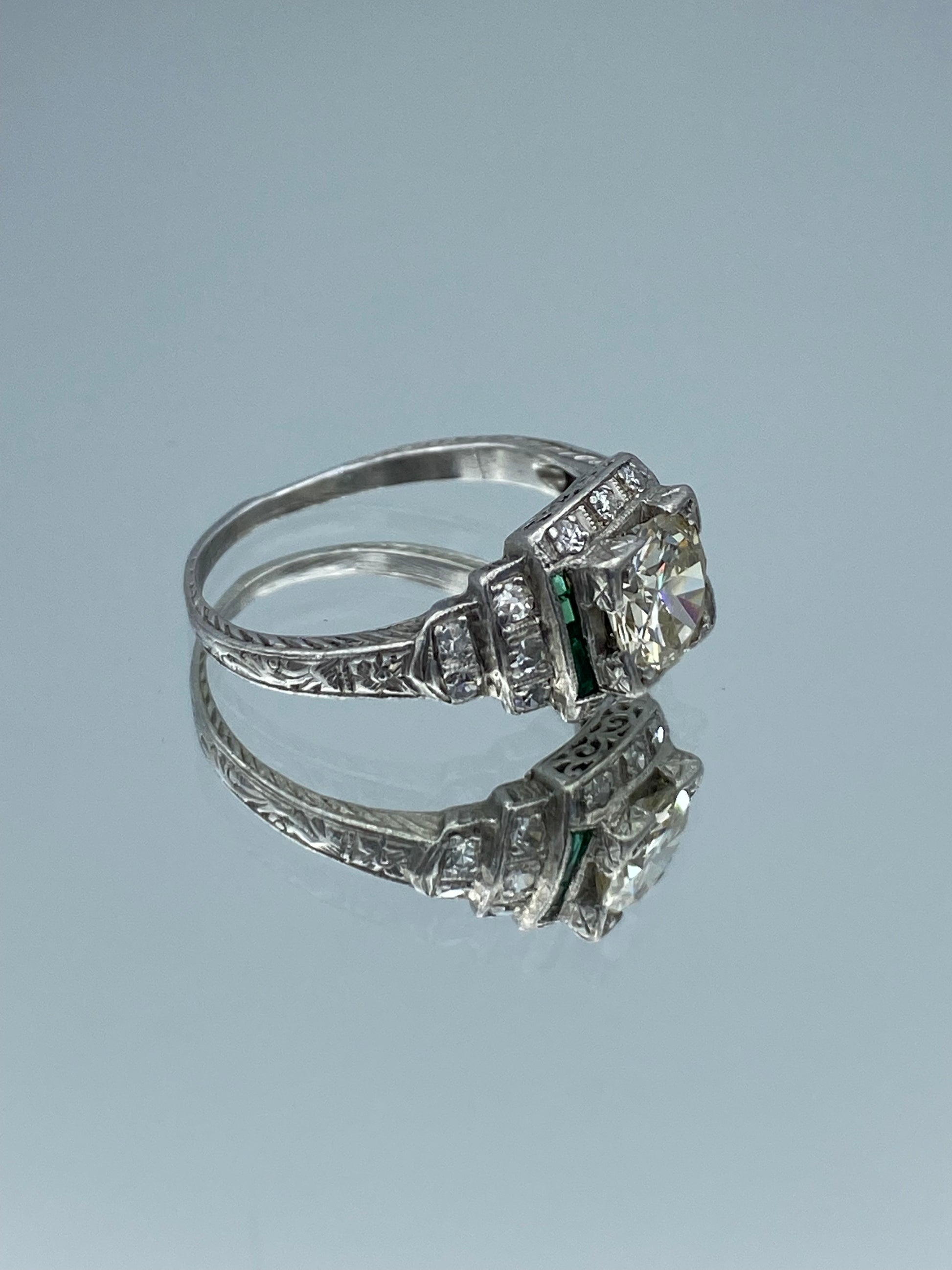 Vintage Look European-Cut Diamond Engagement Ring in Platinum - L and L Jewelry