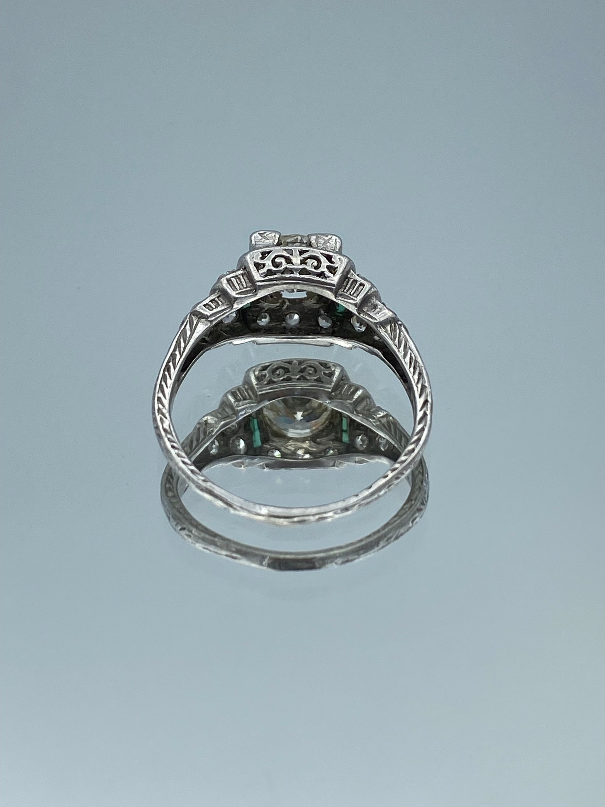 Vintage Look European-Cut Diamond Engagement Ring in Platinum - L and L Jewelry