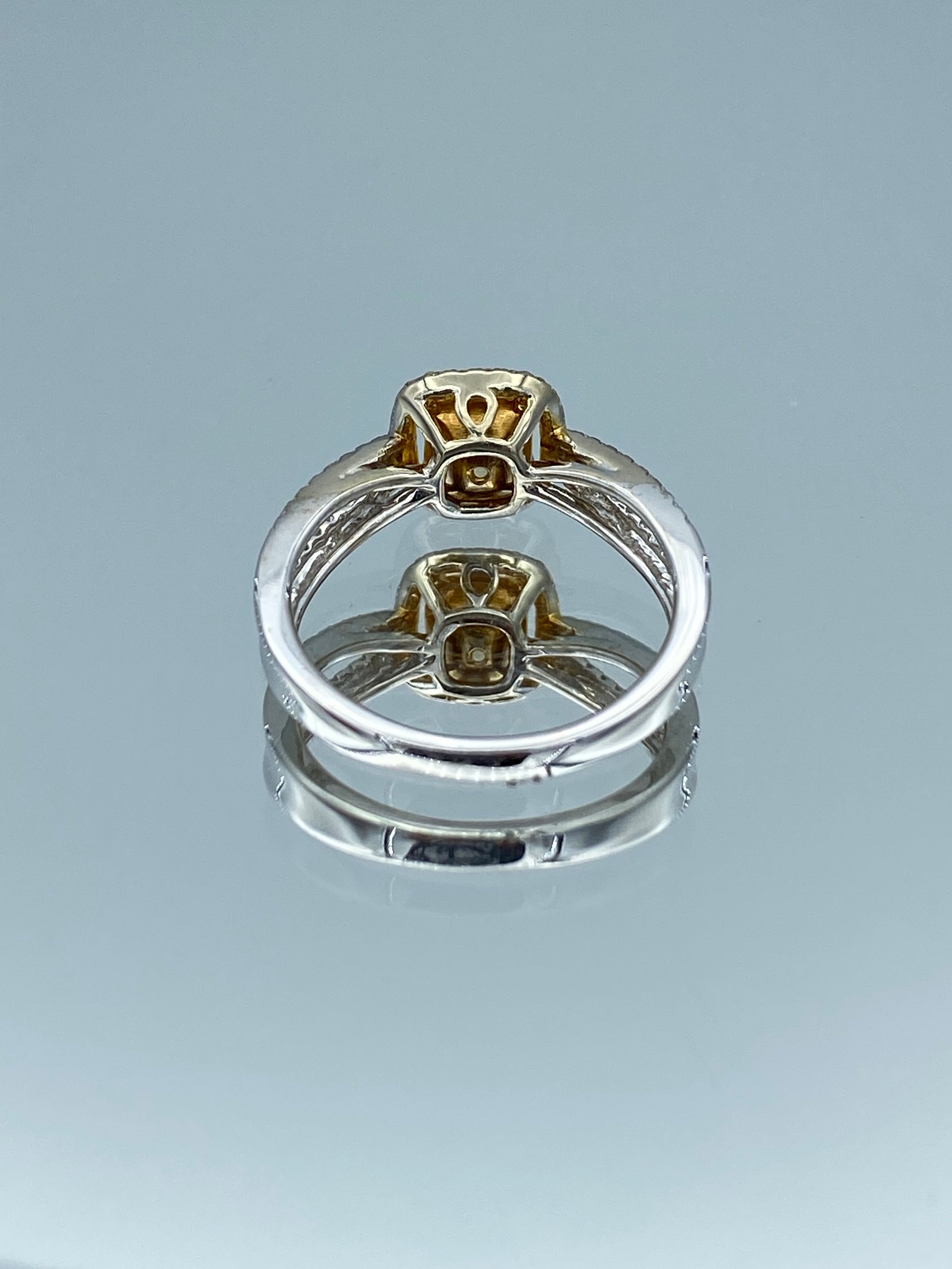 Split Shank Halo Cushion-Cut Diamond Engagement Ring in 14K White Gold - L and L Jewelry