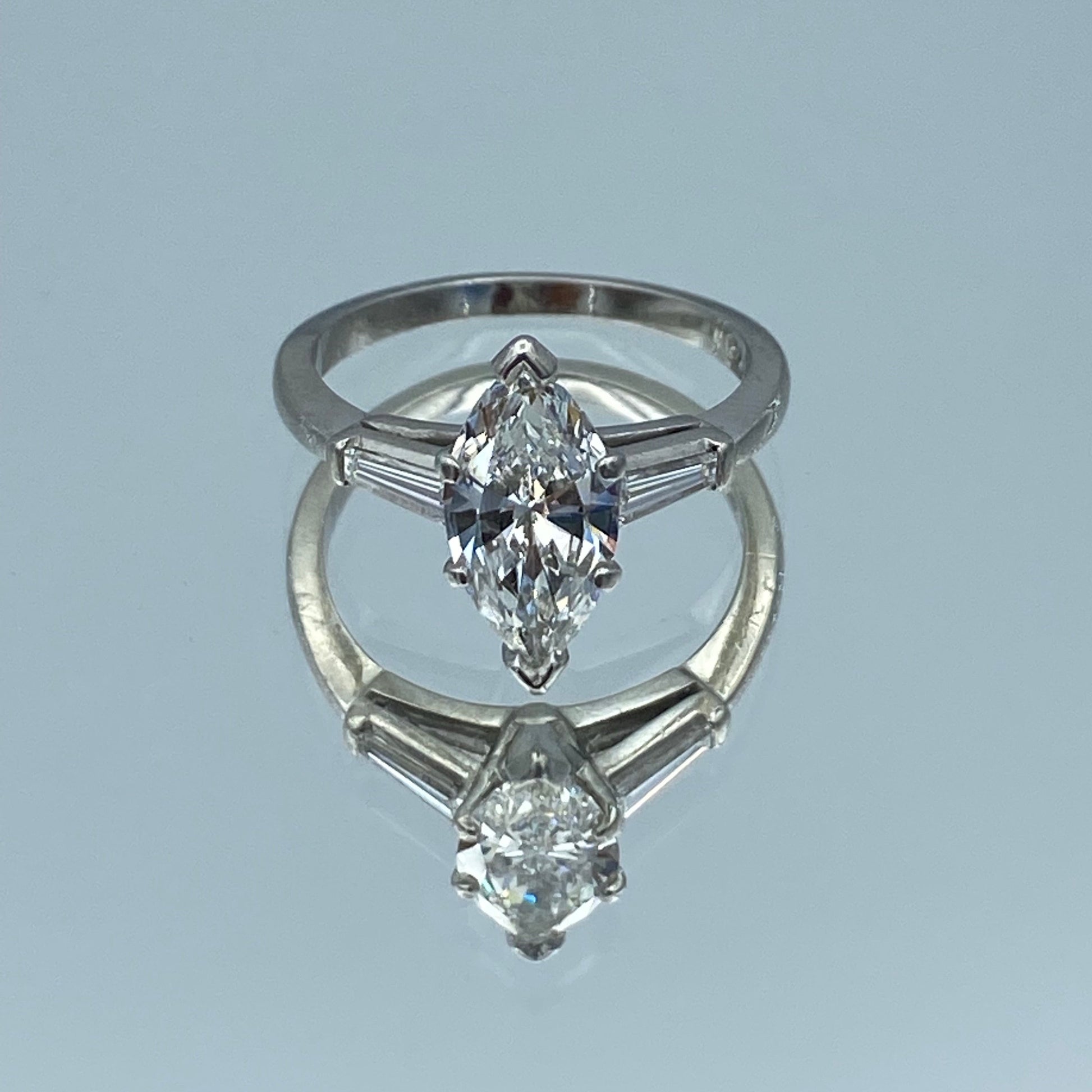 Marquise-Cut Diamond Engagement Ring in 14K White Gold - L and L Jewelry