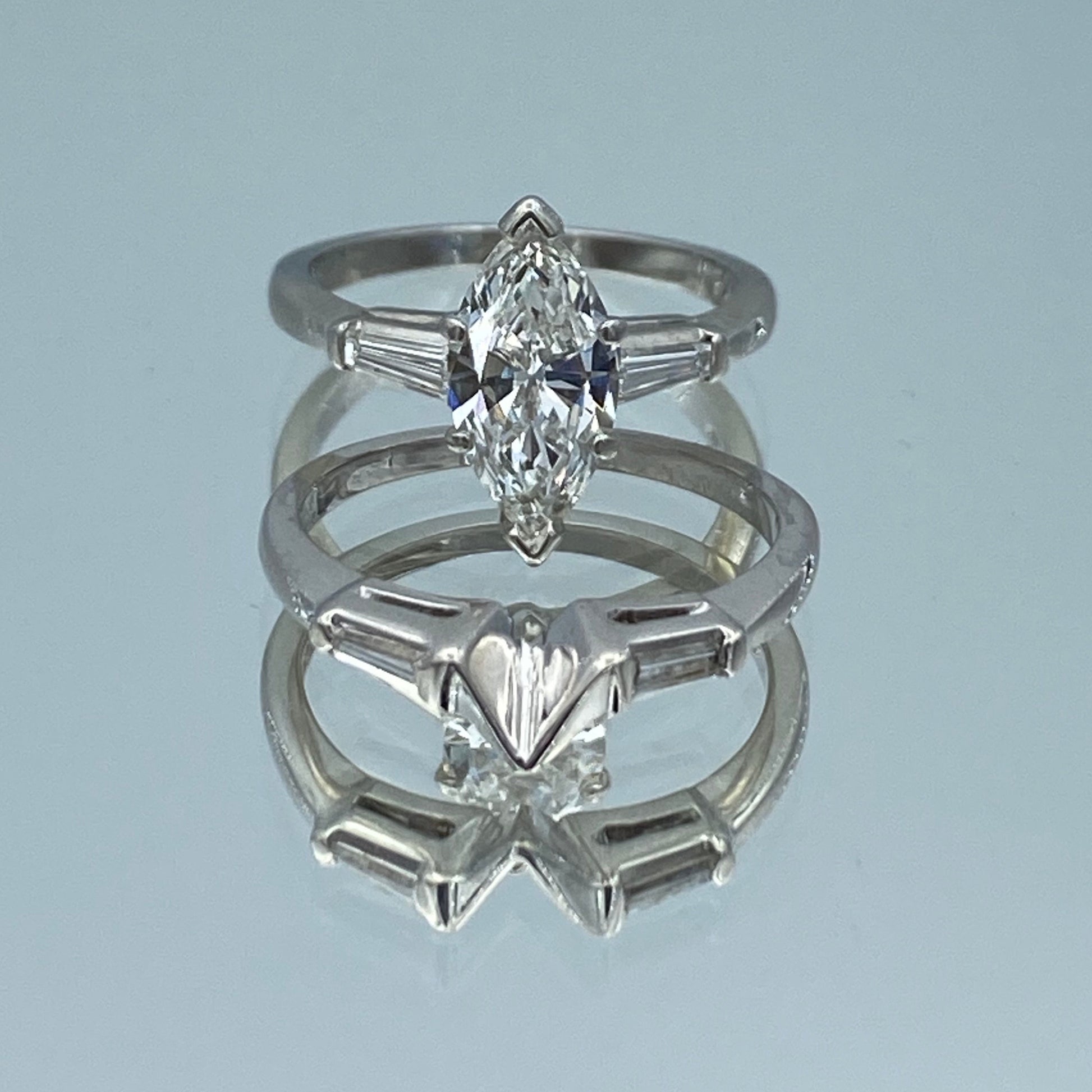 Marquise-Cut Diamond Engagement Ring in 14K White Gold - L and L Jewelry