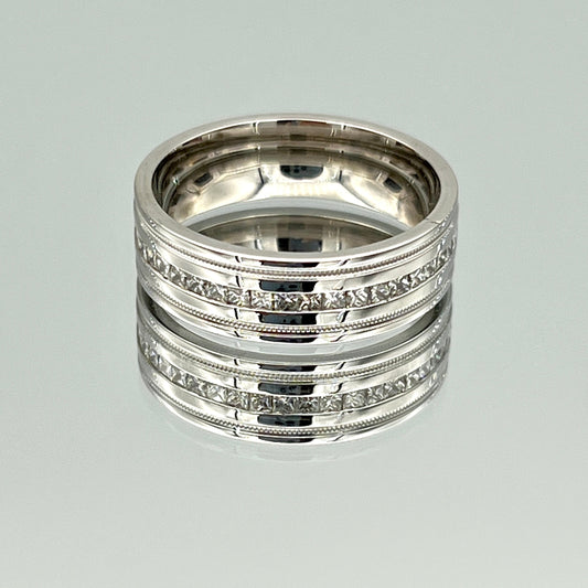 High Polish Finish Men's Band with Brilliant-Cut Diamond in 14K White Gold - L and L Jewelry