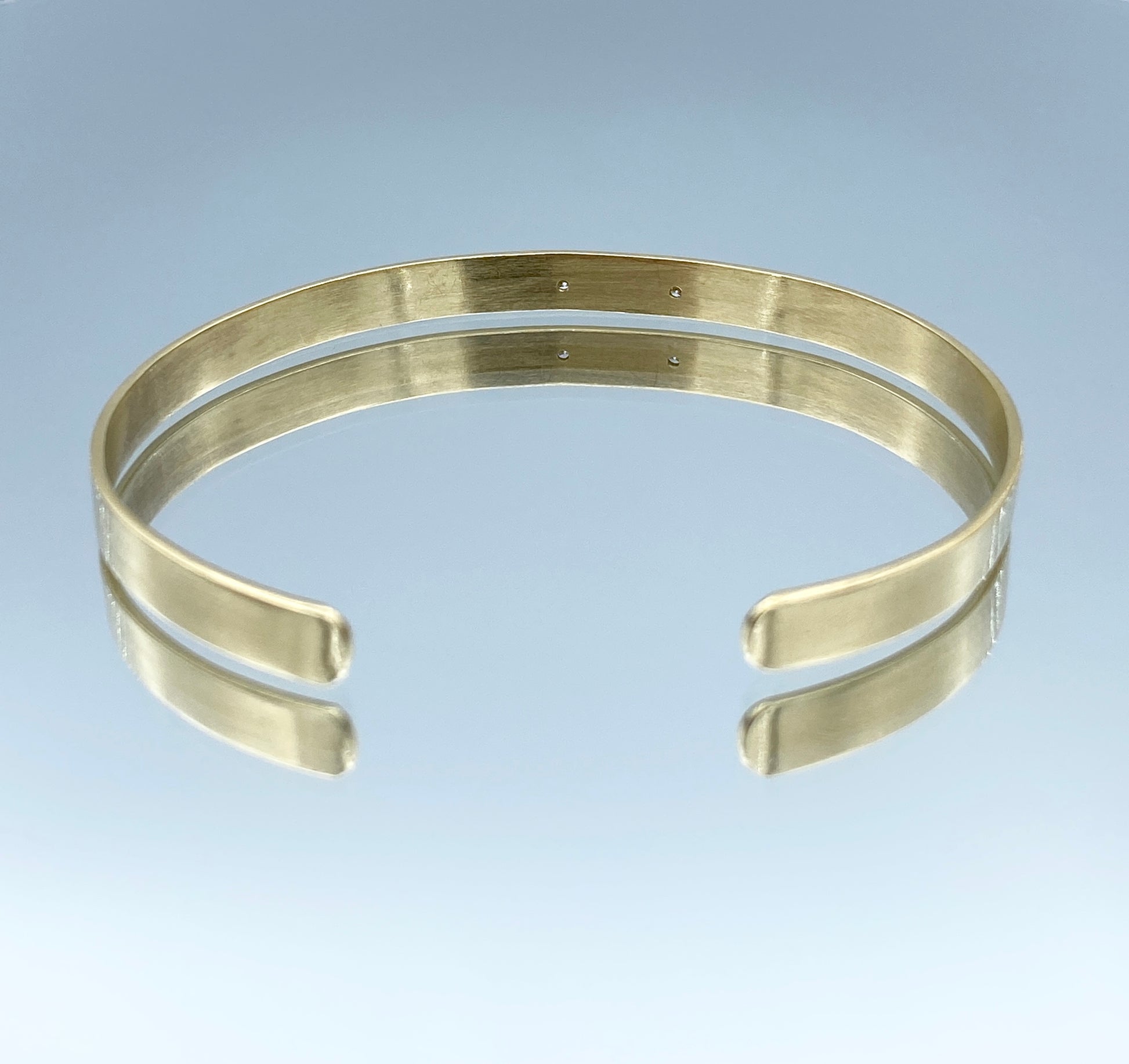 Roman Numeral Cuff Bracelet with a Diamond in 14K Yellow Gold - L and L Jewelry