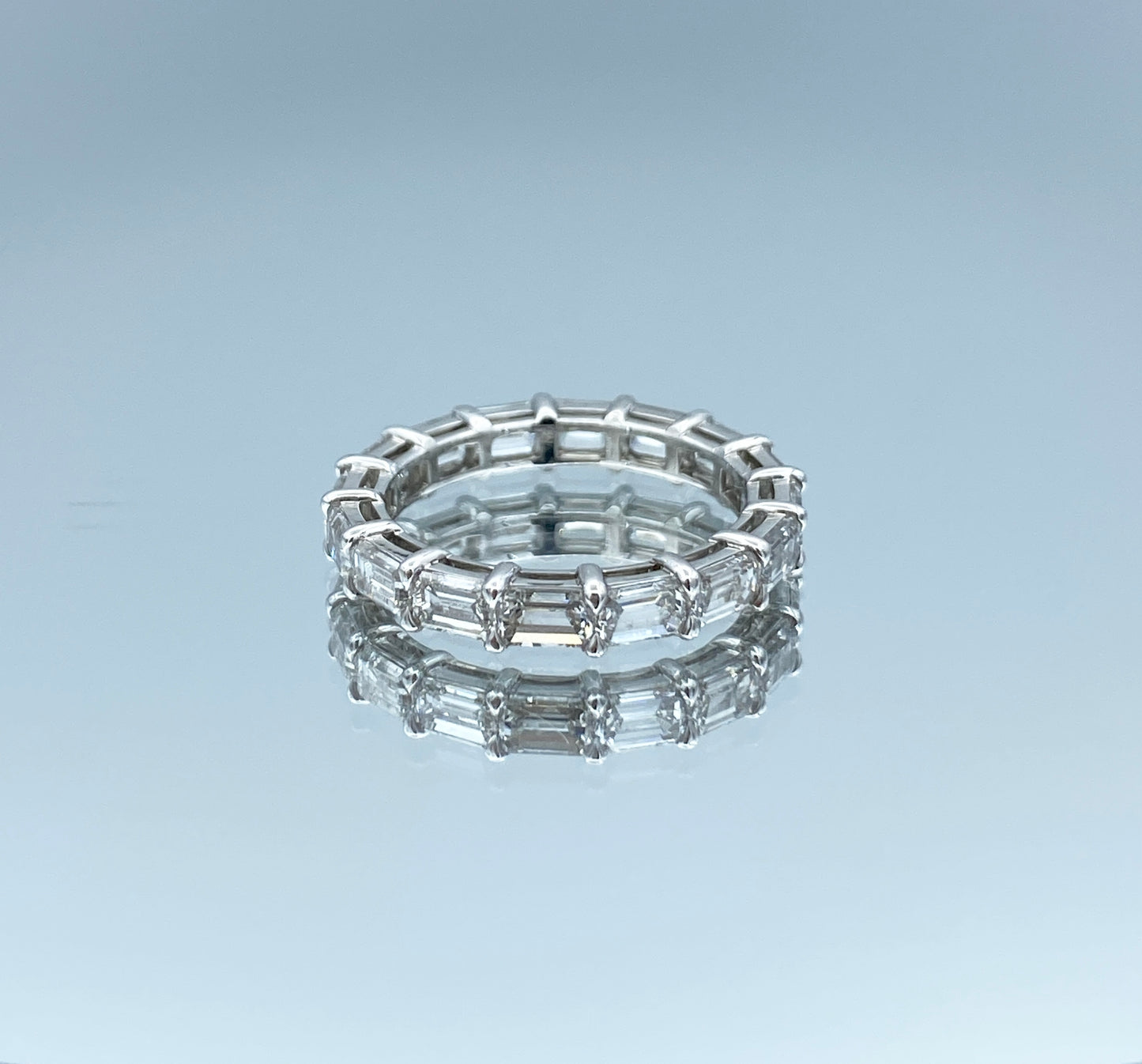 Emerald-Cut Diamond Eternity Ring in Platinum - L and L Jewelry