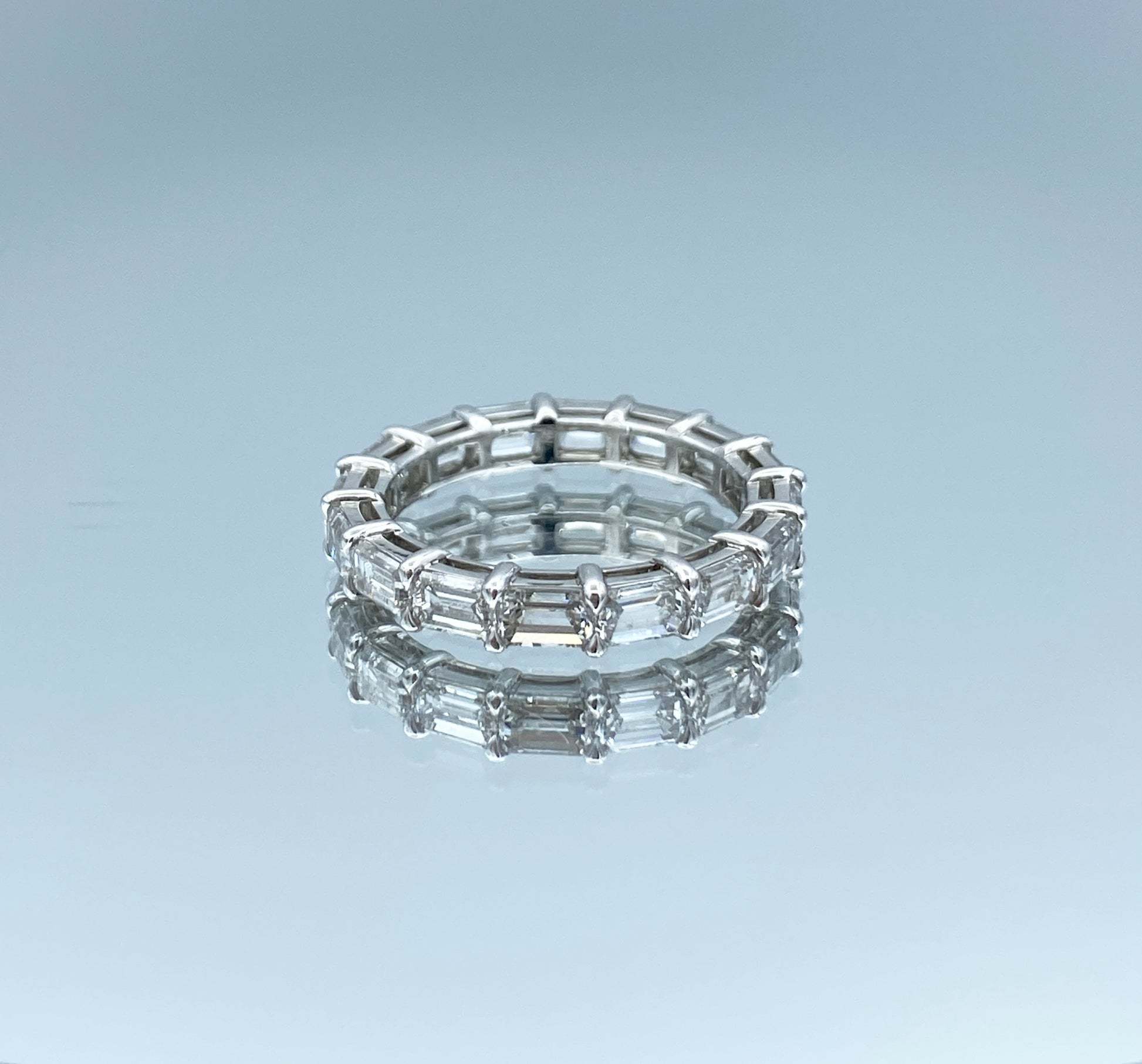 Emerald-Cut Diamond Eternity Ring in Platinum - L and L Jewelry
