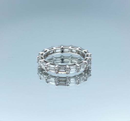 Emerald-Cut Diamond Eternity Ring in Platinum - L and L Jewelry