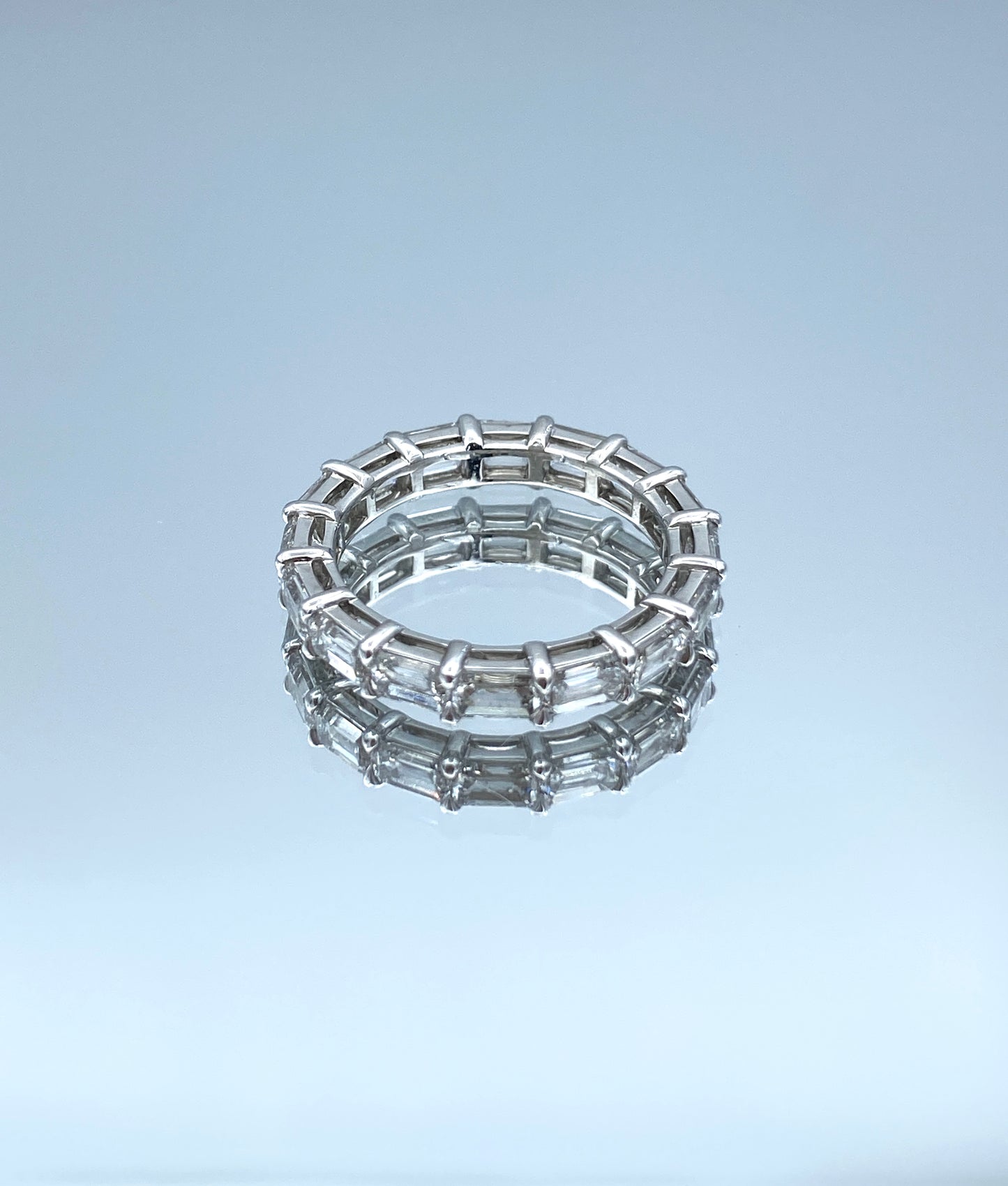 Emerald-Cut Diamond Eternity Ring in Platinum - L and L Jewelry