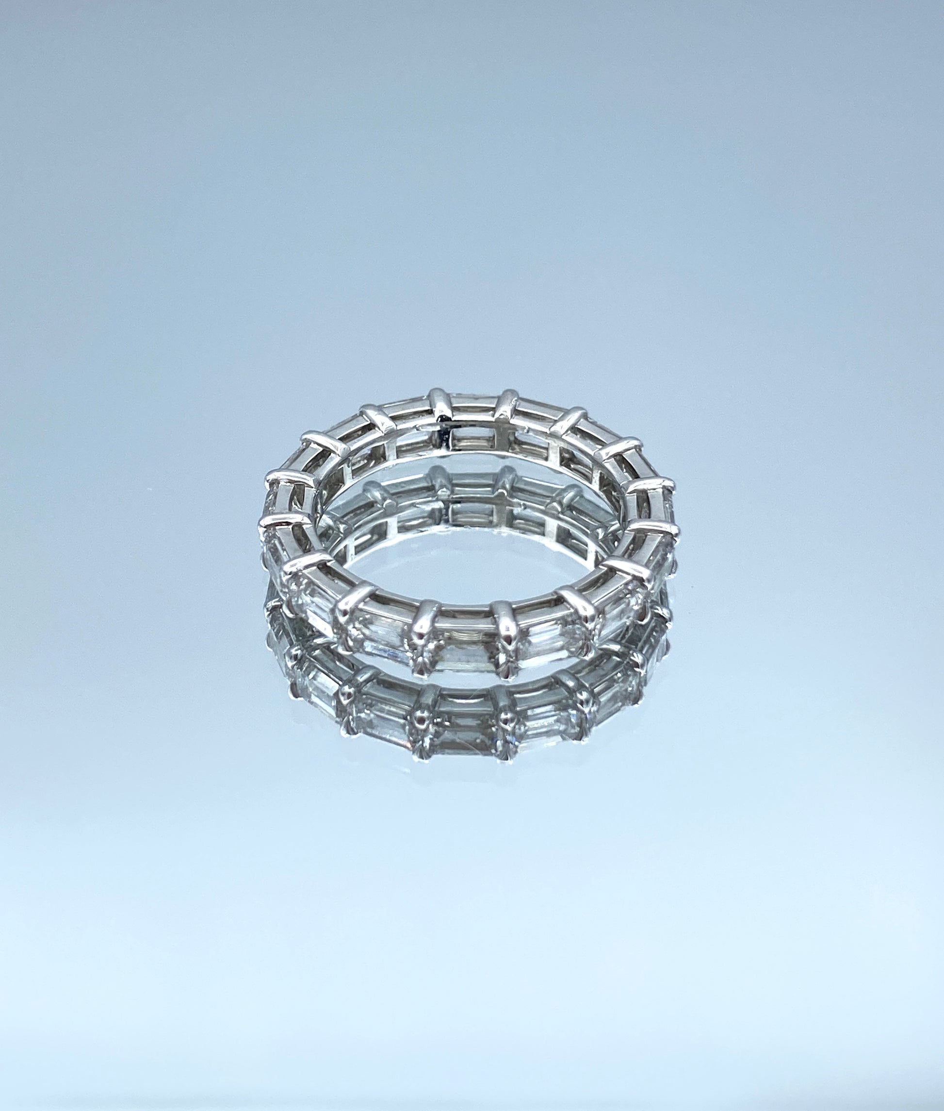 Emerald-Cut Diamond Eternity Ring in Platinum - L and L Jewelry