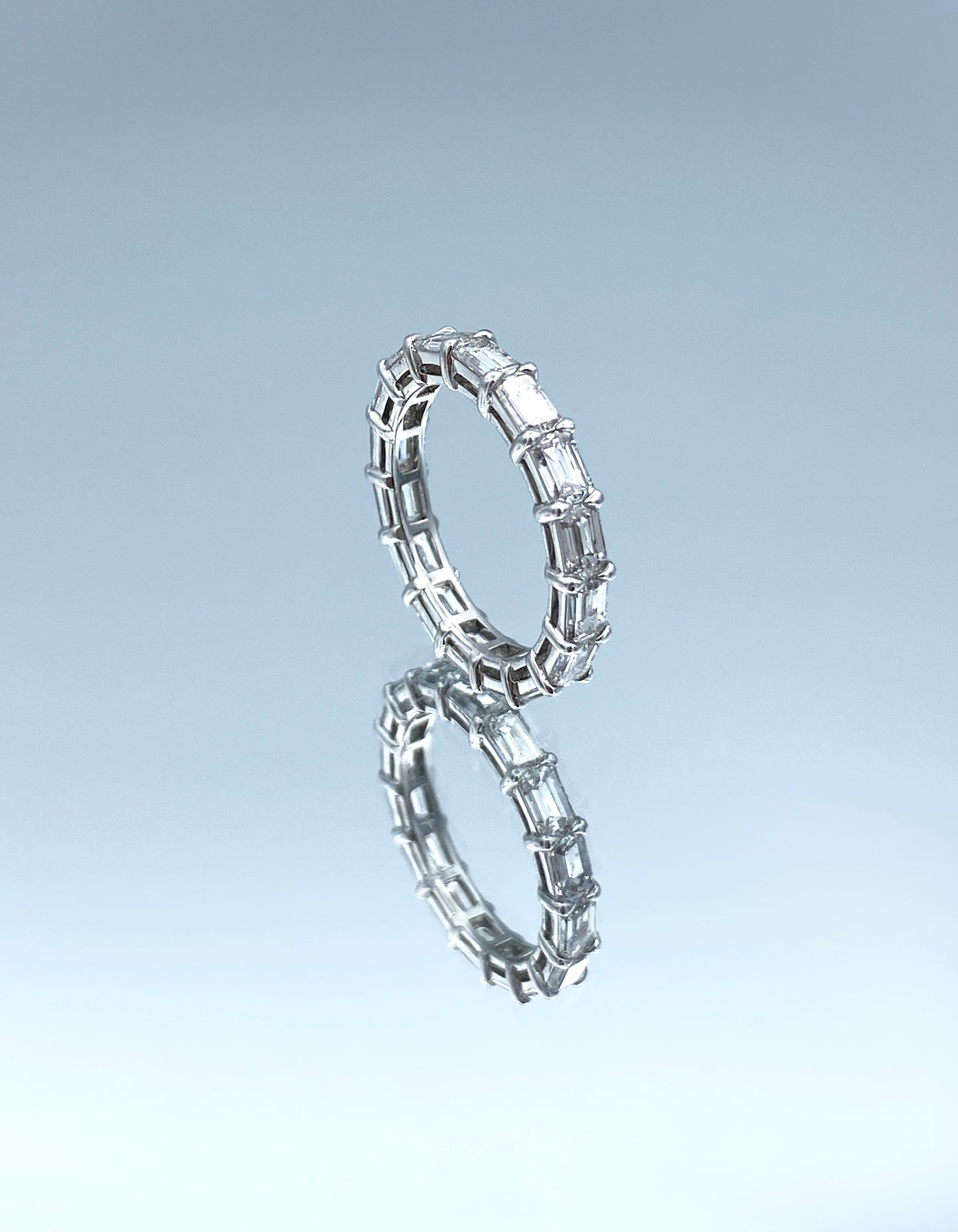 Emerald-Cut Diamond Eternity Ring in Platinum - L and L Jewelry