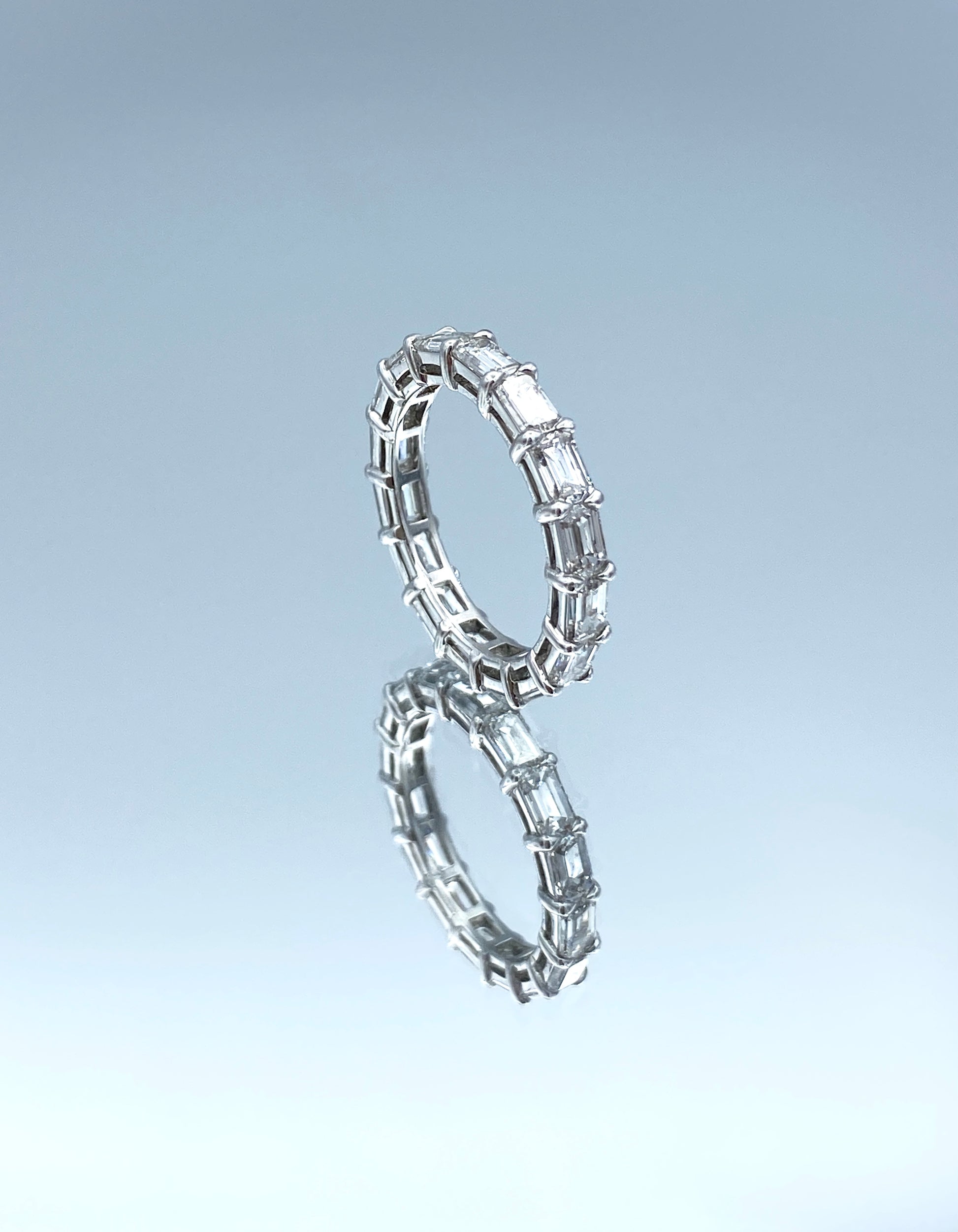 Emerald-Cut Diamond Eternity Ring in Platinum - L and L Jewelry
