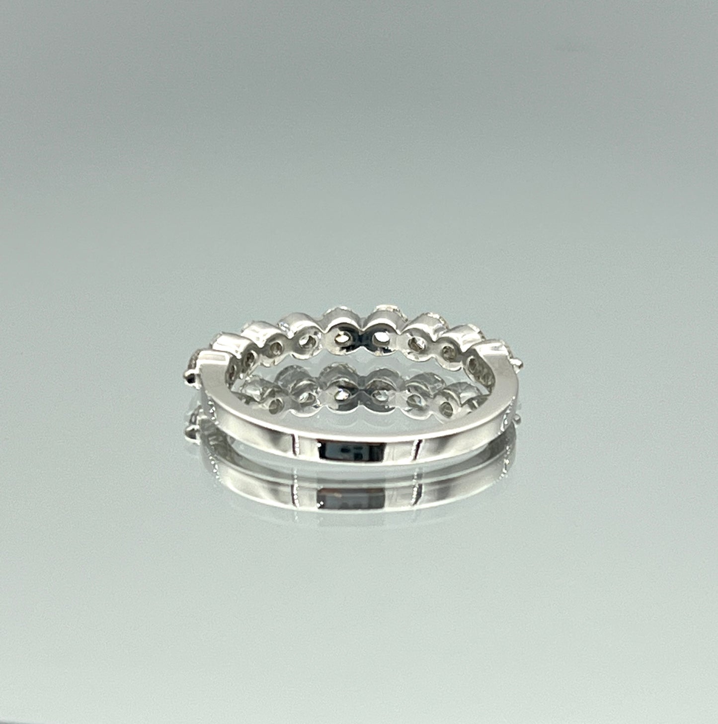 Floating Nine-Stone Round Brilliant-Cut Diamond Ring in 14K White Gold - L and L Jewelry