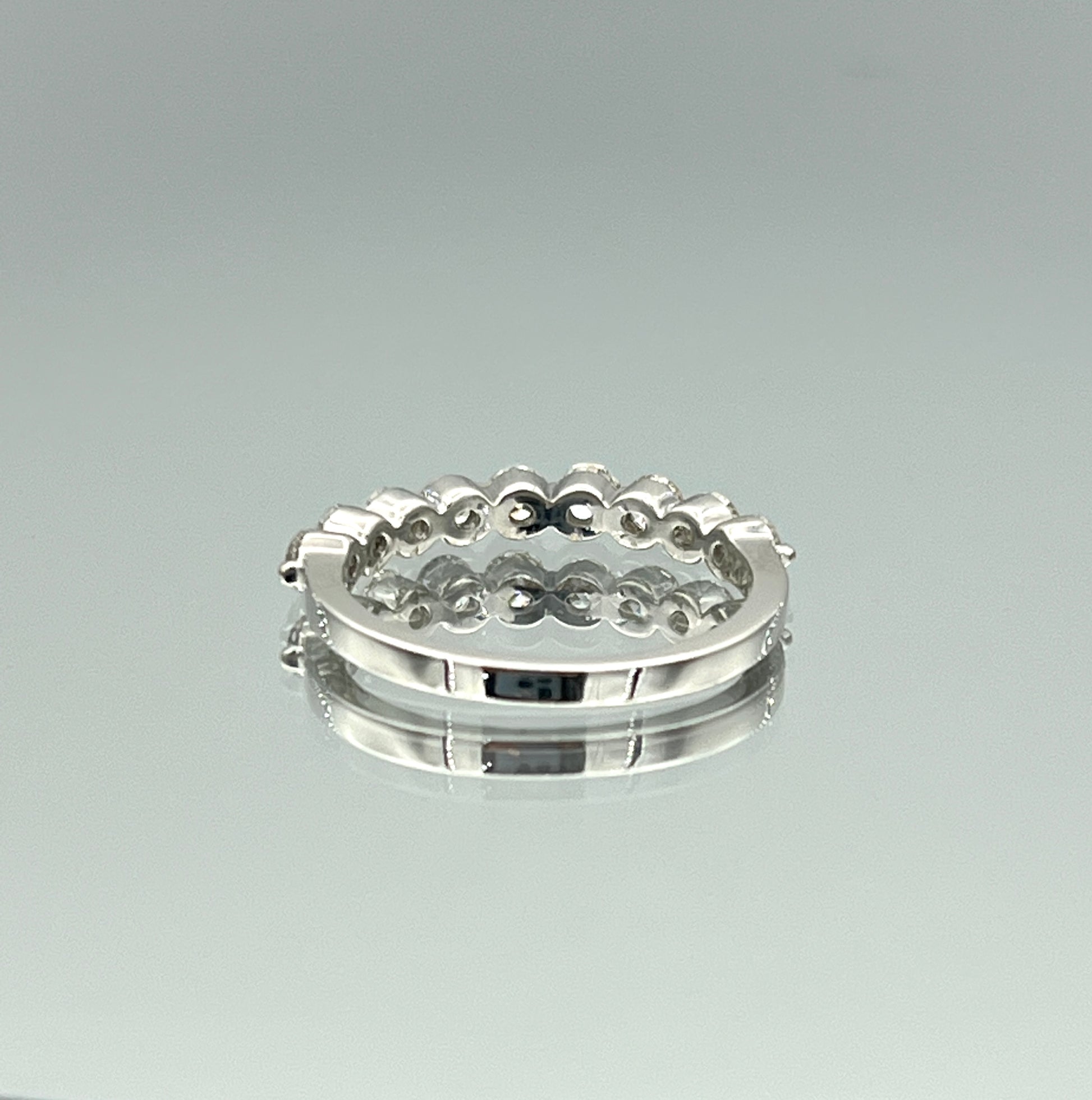 Floating Nine-Stone Round Brilliant-Cut Diamond Ring in 14K White Gold - L and L Jewelry