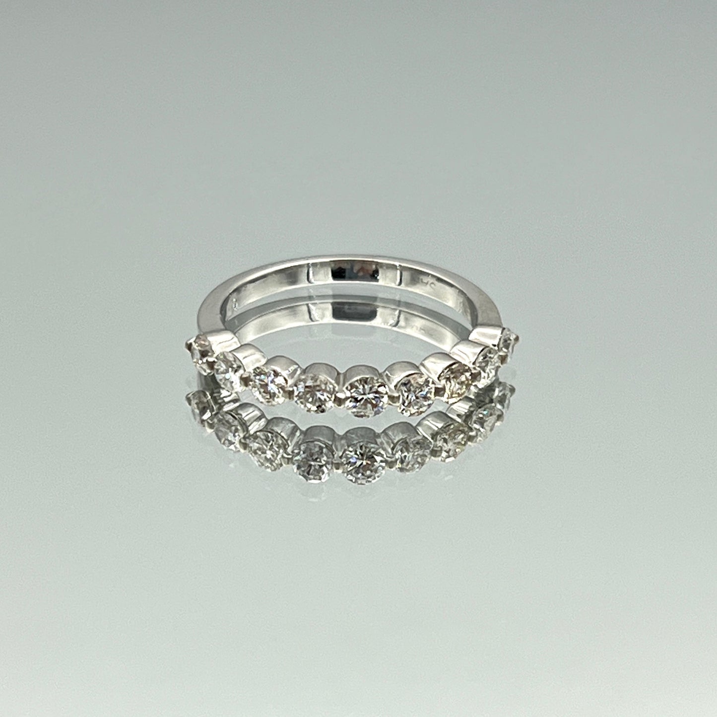 Floating Nine-Stone Round Brilliant-Cut Diamond Ring in 14K White Gold - L and L Jewelry