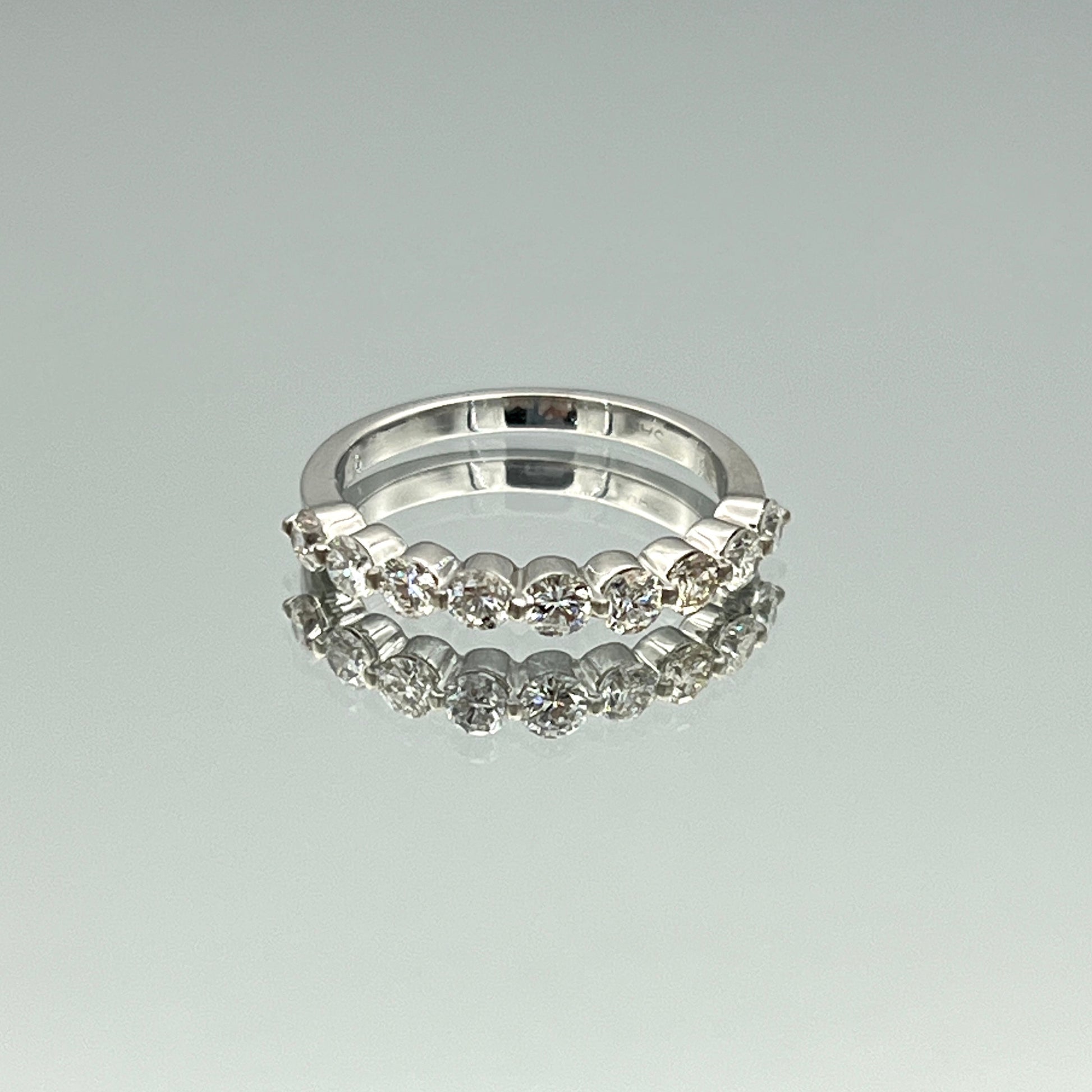 Floating Nine-Stone Round Brilliant-Cut Diamond Ring in 14K White Gold - L and L Jewelry