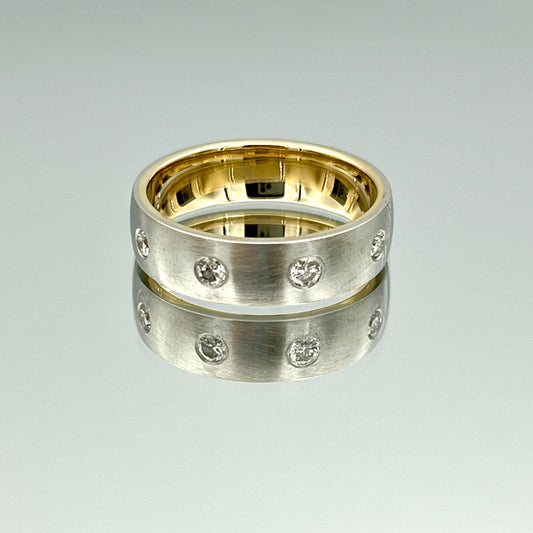 Diamond Two Tone Men's Ring in 14K White and Yellow Gold - L and L Jewelry