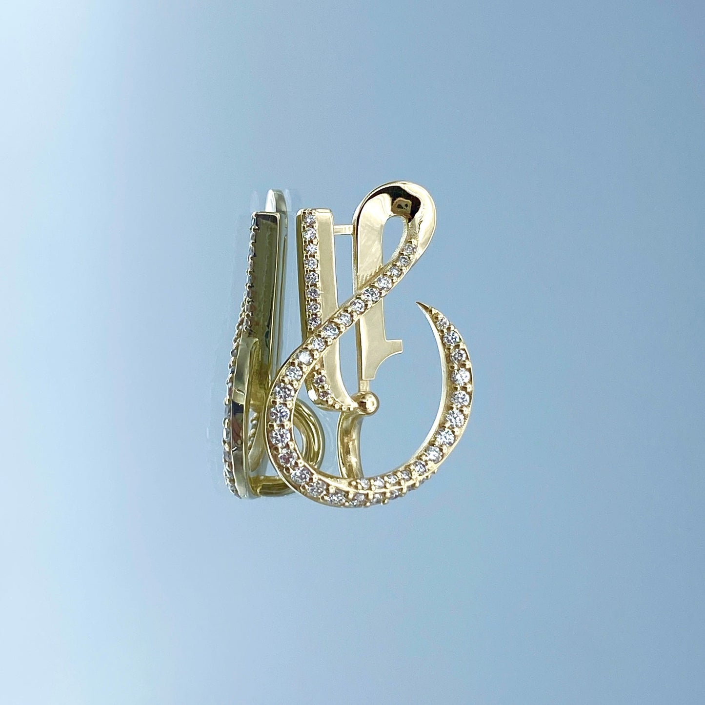 Pave Set Diamond Initial Pendant in 14K Yellow Gold - L and L Jewelry