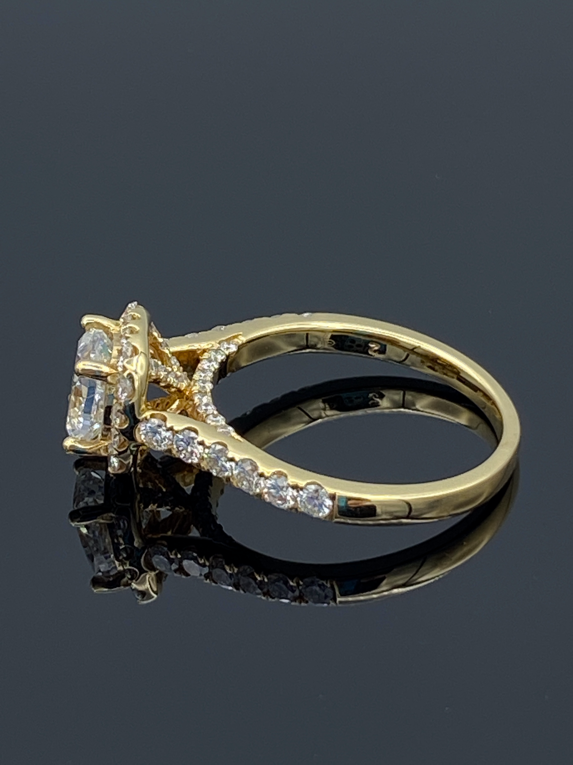 Halo Diamond Engagement Ring in 18K Yellow Ring - L and L Jewelry