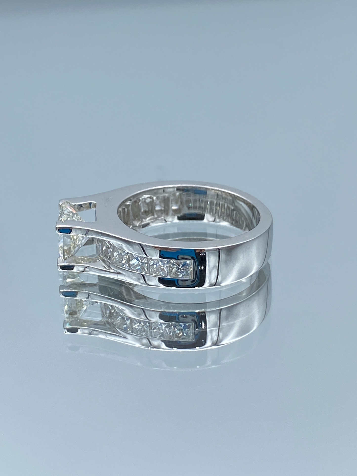 Princess-Cut Diamond Engagement Ring in 18K White Gold - L and L Jewelry