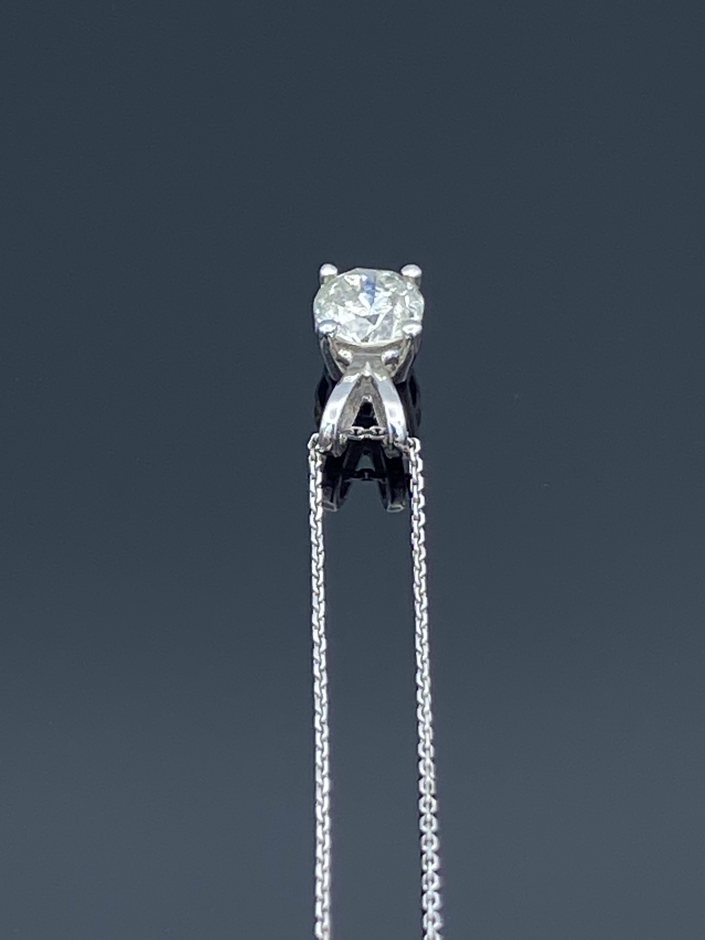 Solitaire Round-Cut Diamond Pendant in 14K White Gold - L and L Jewelry