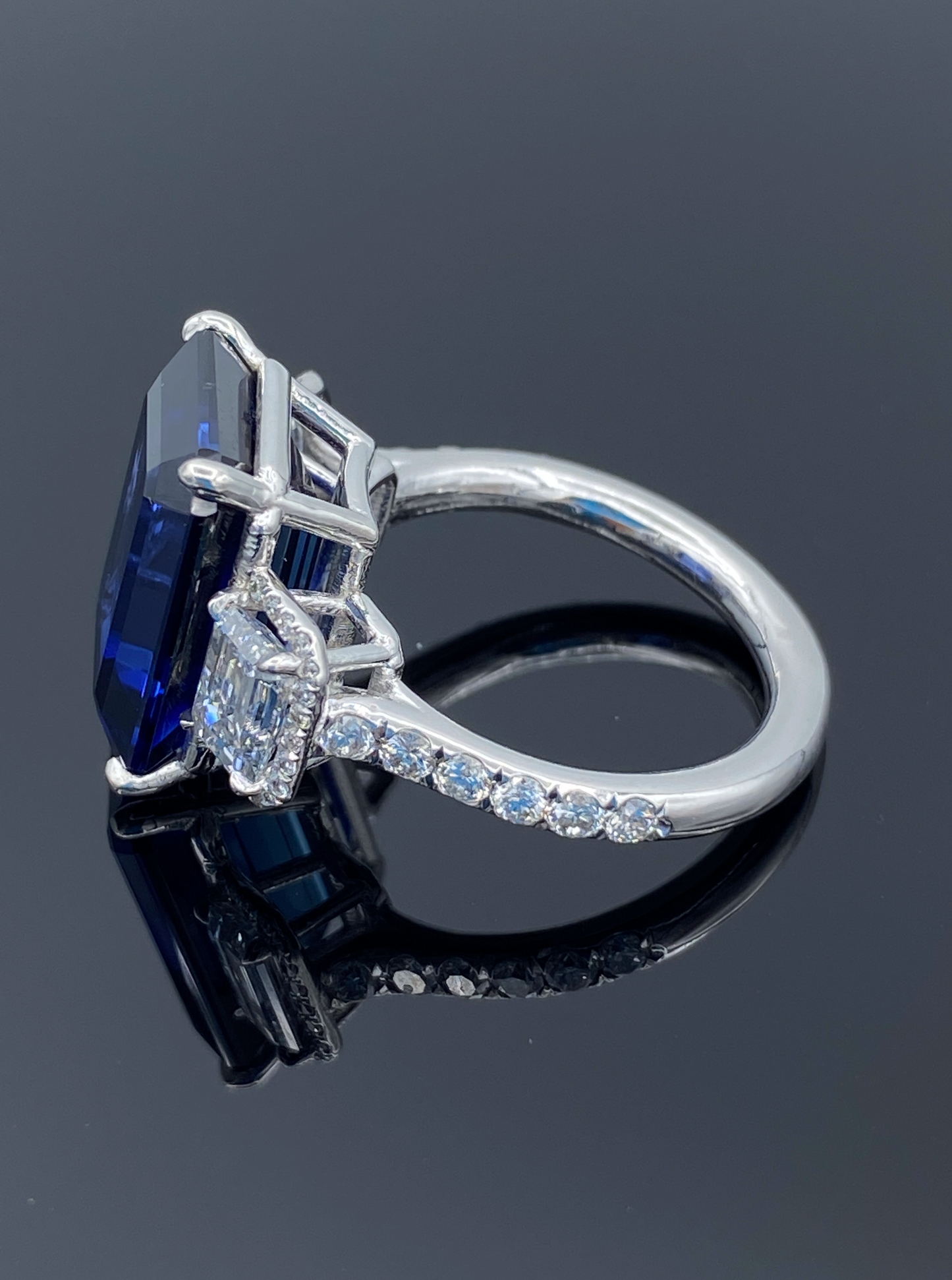 Blue Sapphire and Diamond Ring in Platinum - L and L Jewelry