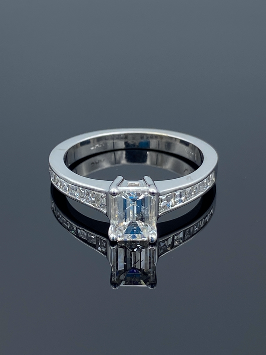 Emerald-Cut Diamond Engagement Ring in 14K White Gold - L and L Jewelry