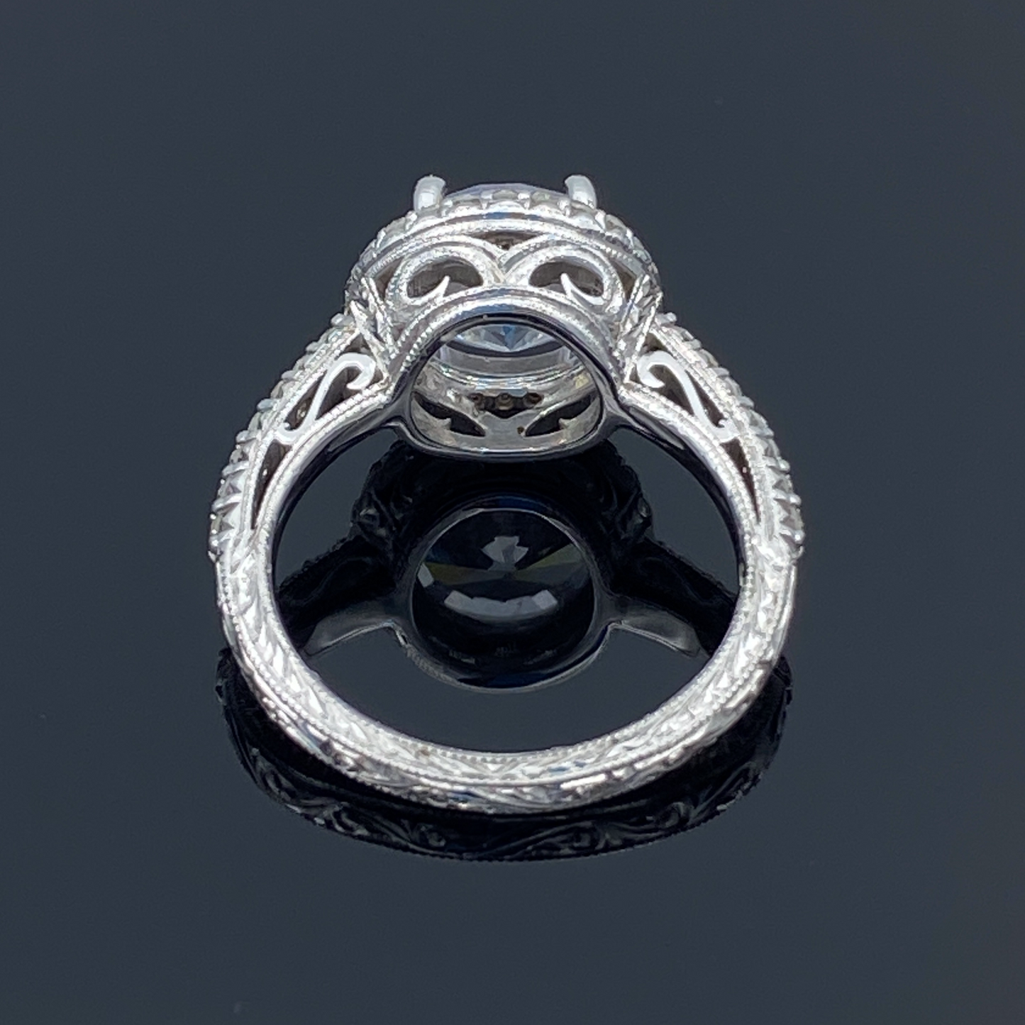 Vintage Look Round-Cut Diamond Halo Engagement Ring in 14K White Gold - L and L Jewelry