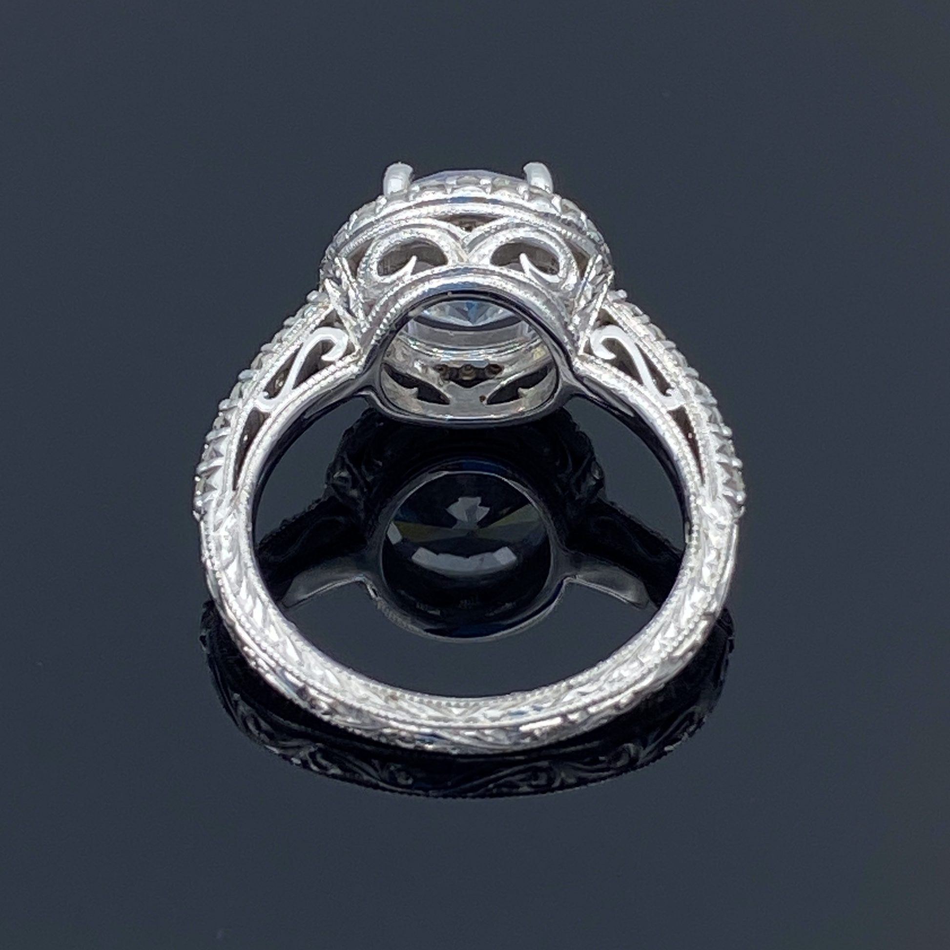 Vintage Look Round-Cut Diamond Halo Engagement Ring in 14K White Gold - L and L Jewelry