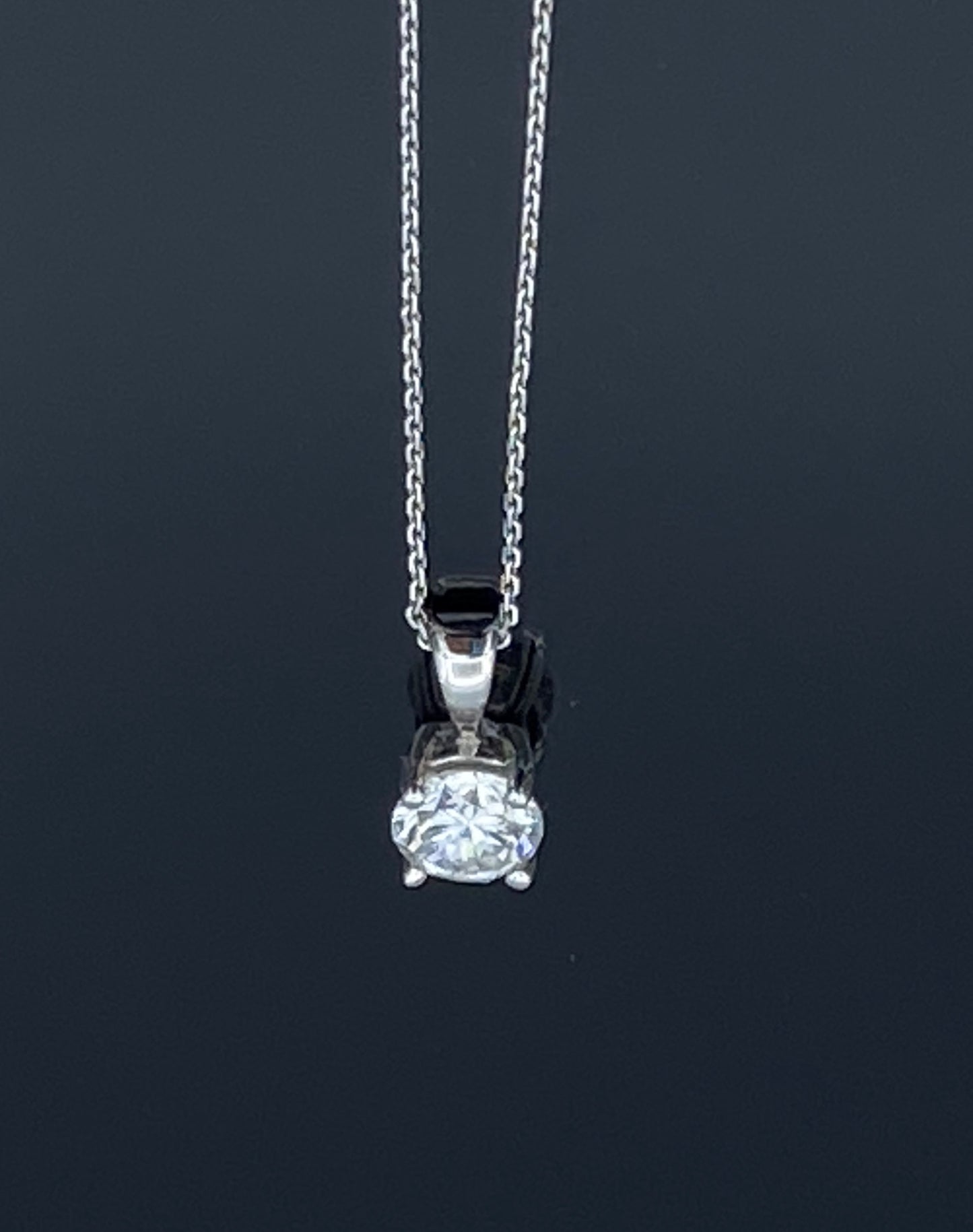Round-Cut Diamond Pendant in 14K White Gold - L and L Jewelry