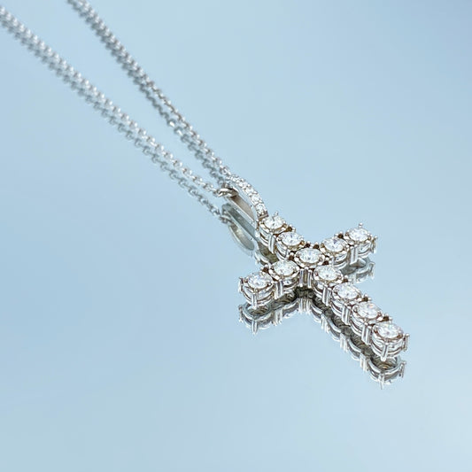 Diamond Cross Pendant Necklace in 14K White Gold - L and L Jewelry