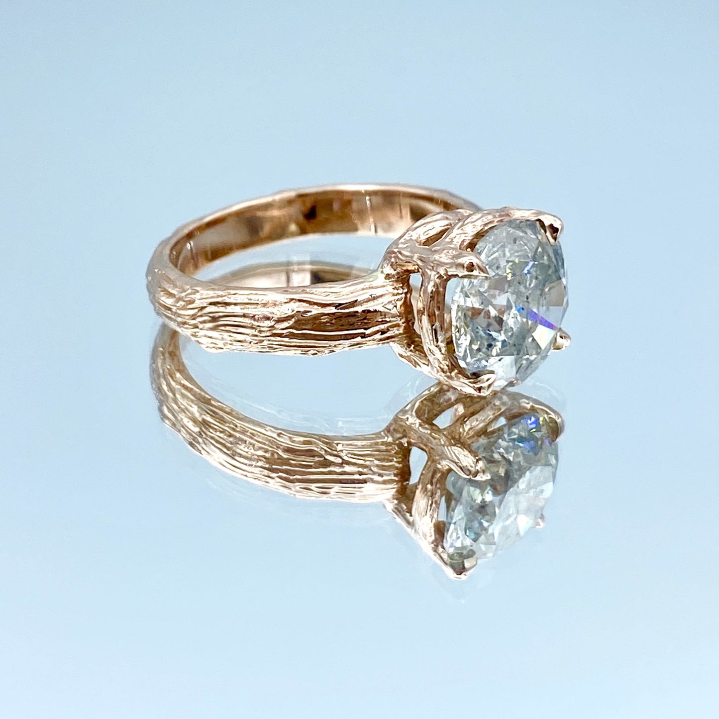 Round-Cut Salt and Pepper Diamond Engagement Ring in 14K Rose Gold - L and L Jewelry