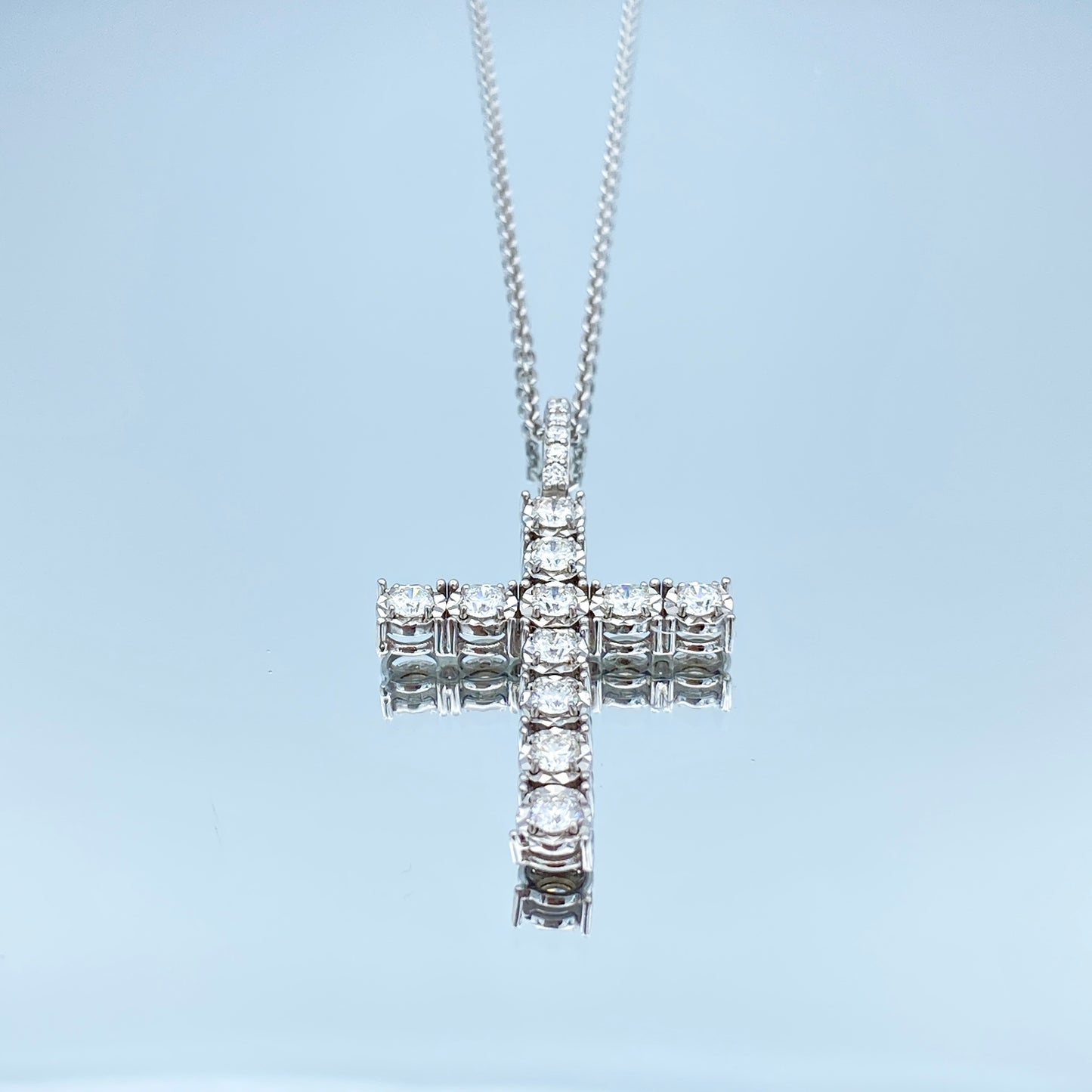 Diamond Cross Pendant Necklace in 14K White Gold - L and L Jewelry