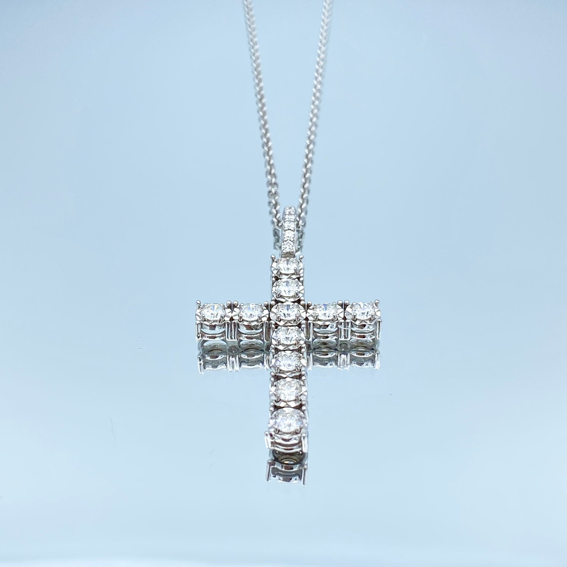 Diamond Cross Pendant Necklace in 14K White Gold - L and L Jewelry
