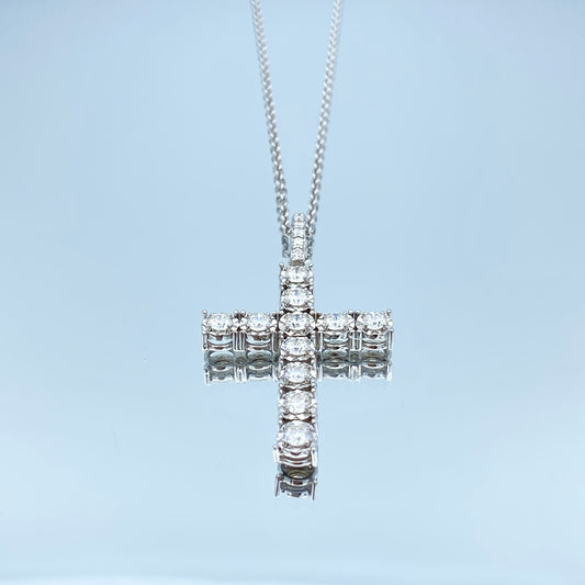 Diamond Cross Pendant Necklace in 14K White Gold - L and L Jewelry