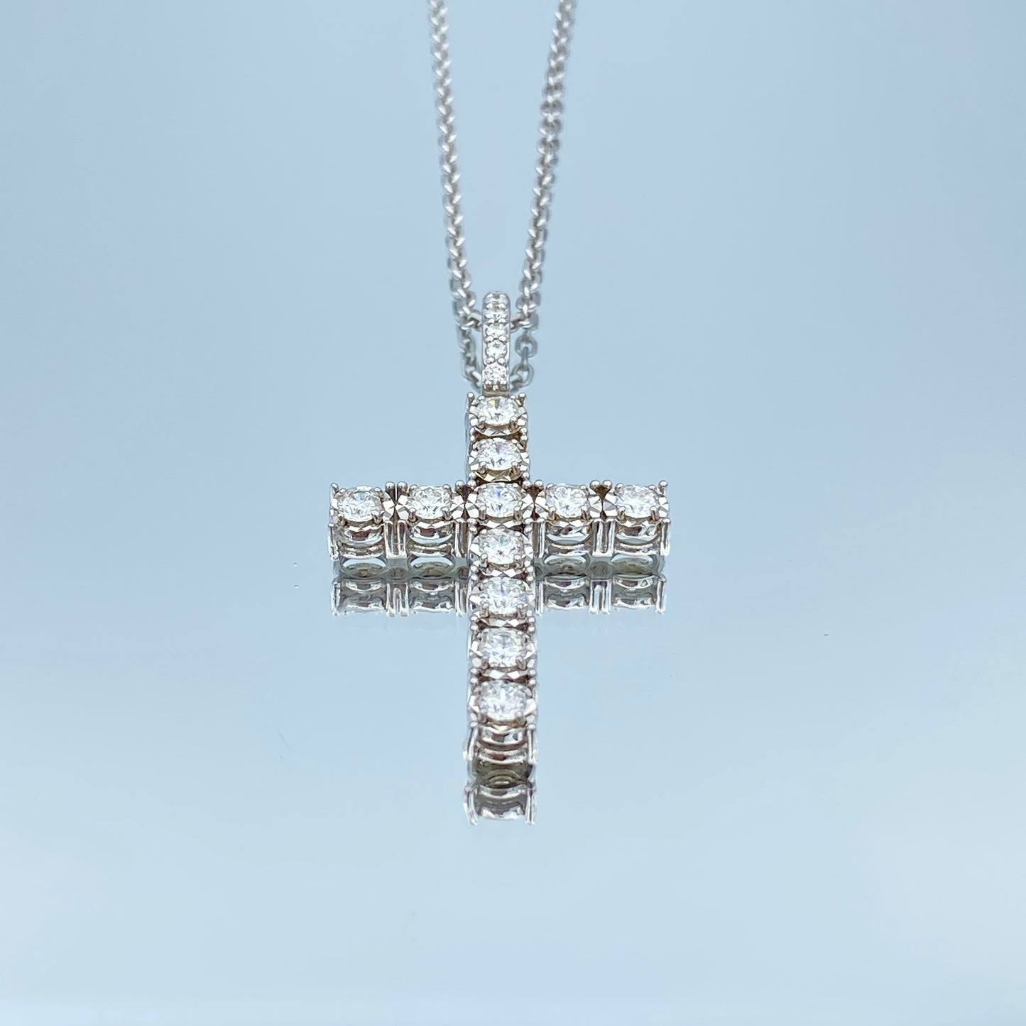 Diamond Cross Pendant Necklace in 14K White Gold - L and L Jewelry