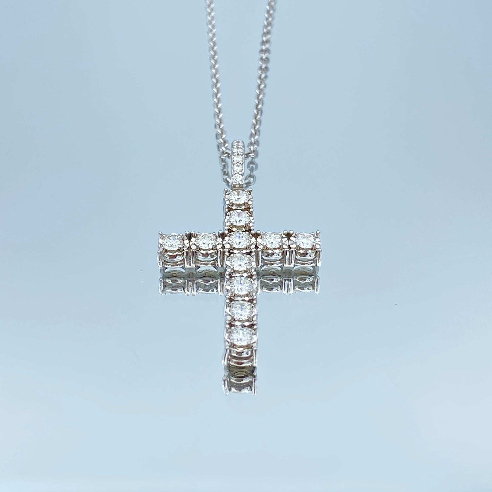 Diamond Cross Pendant Necklace in 14K White Gold - L and L Jewelry