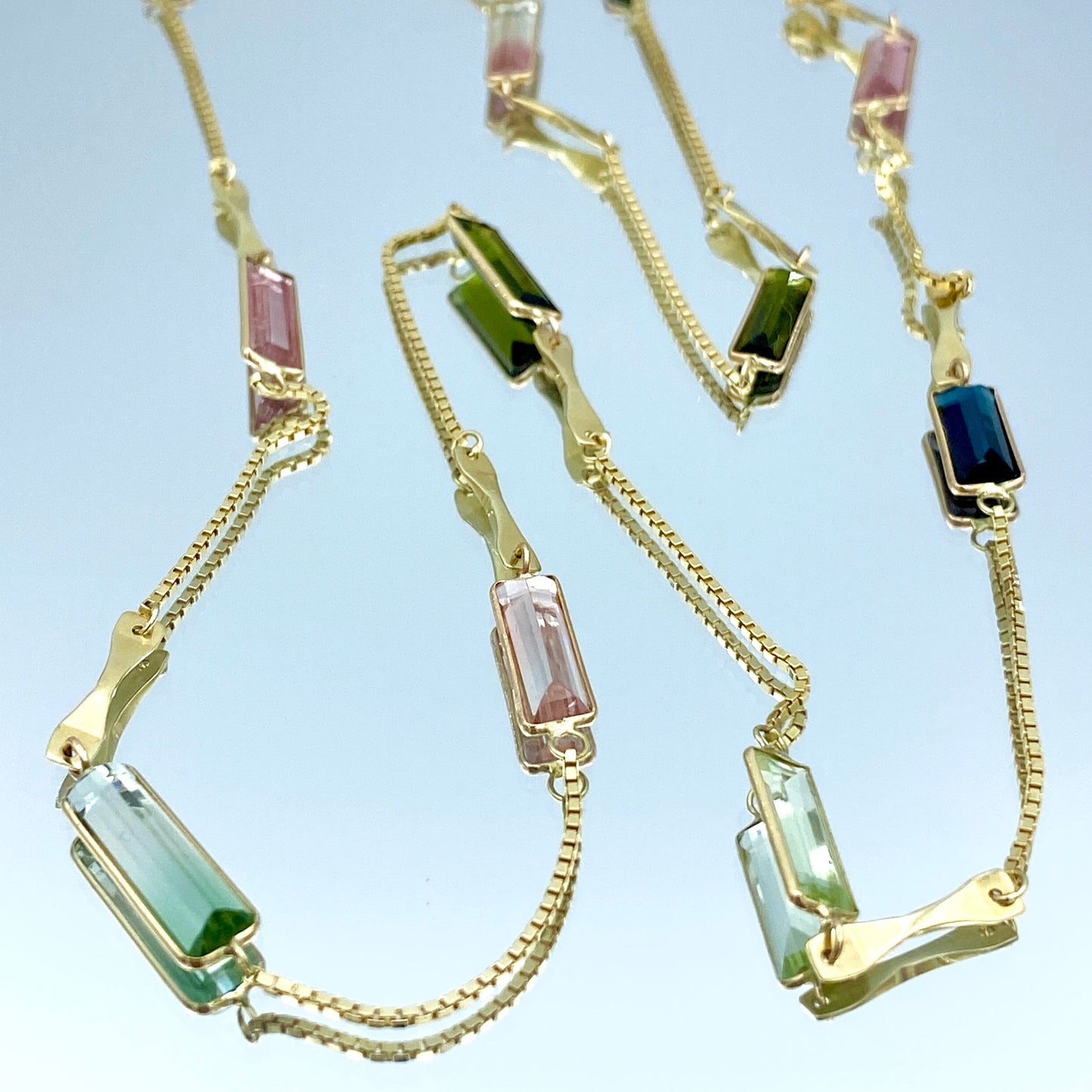Baguette-Cut Tourmaline Necklace in 14K Yellow Gold - L and L Jewelry