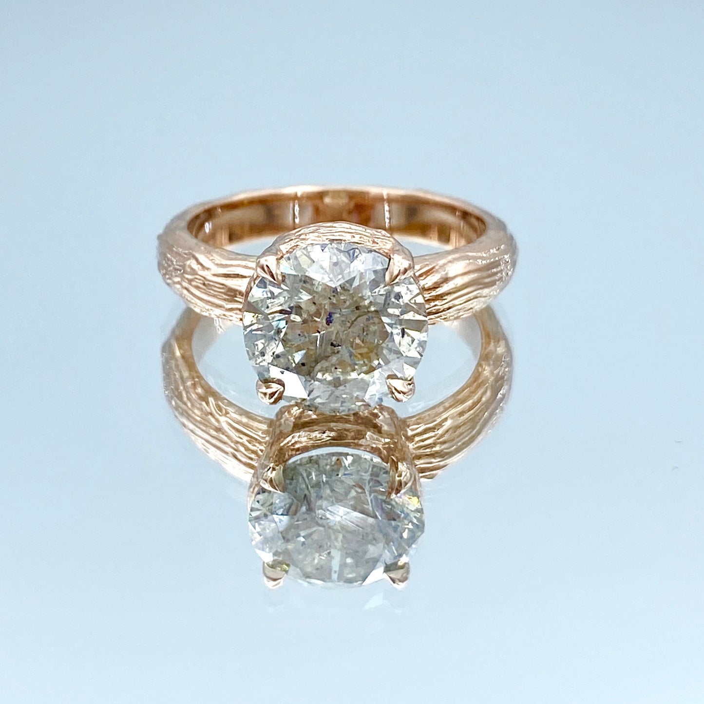 Round-Cut Salt and Pepper Diamond Engagement Ring in 14K Rose Gold - L and L Jewelry