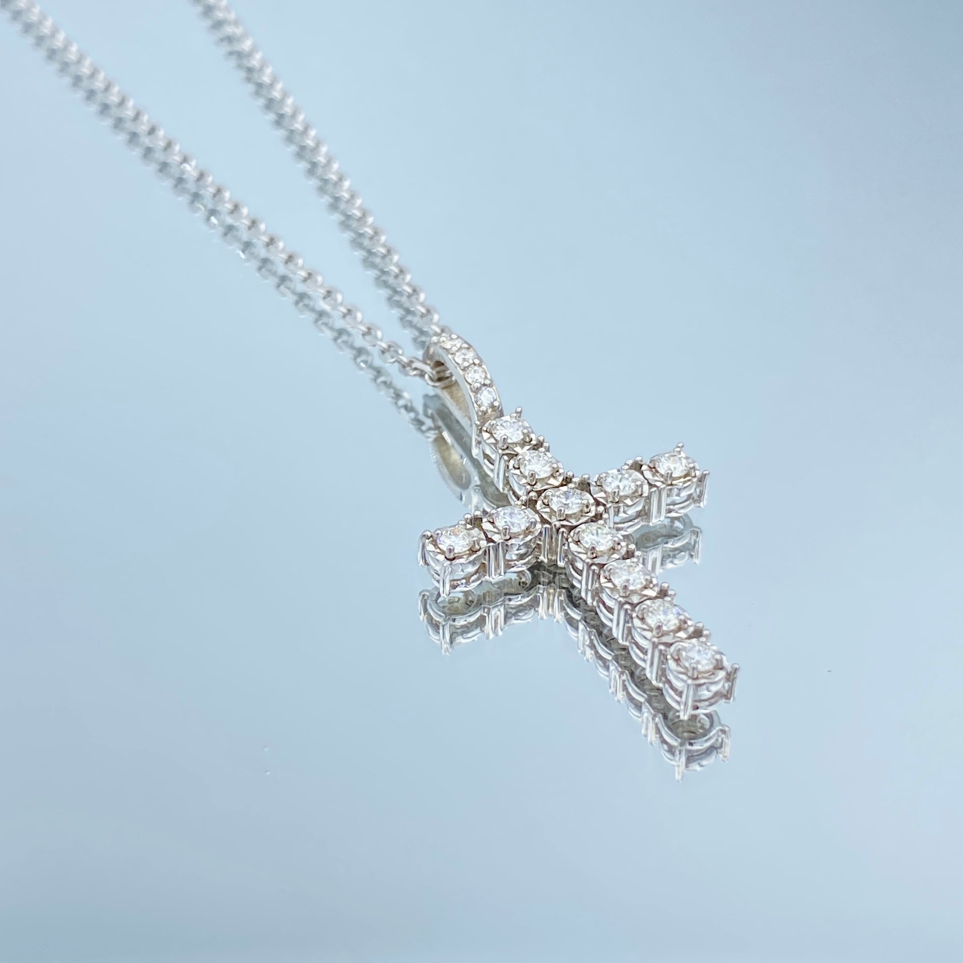 Diamond Cross Pendant Necklace in 14K White Gold - L and L Jewelry