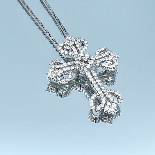 Diamond Cross Pendant Necklace in 14K White Gold - L and L Jewelry