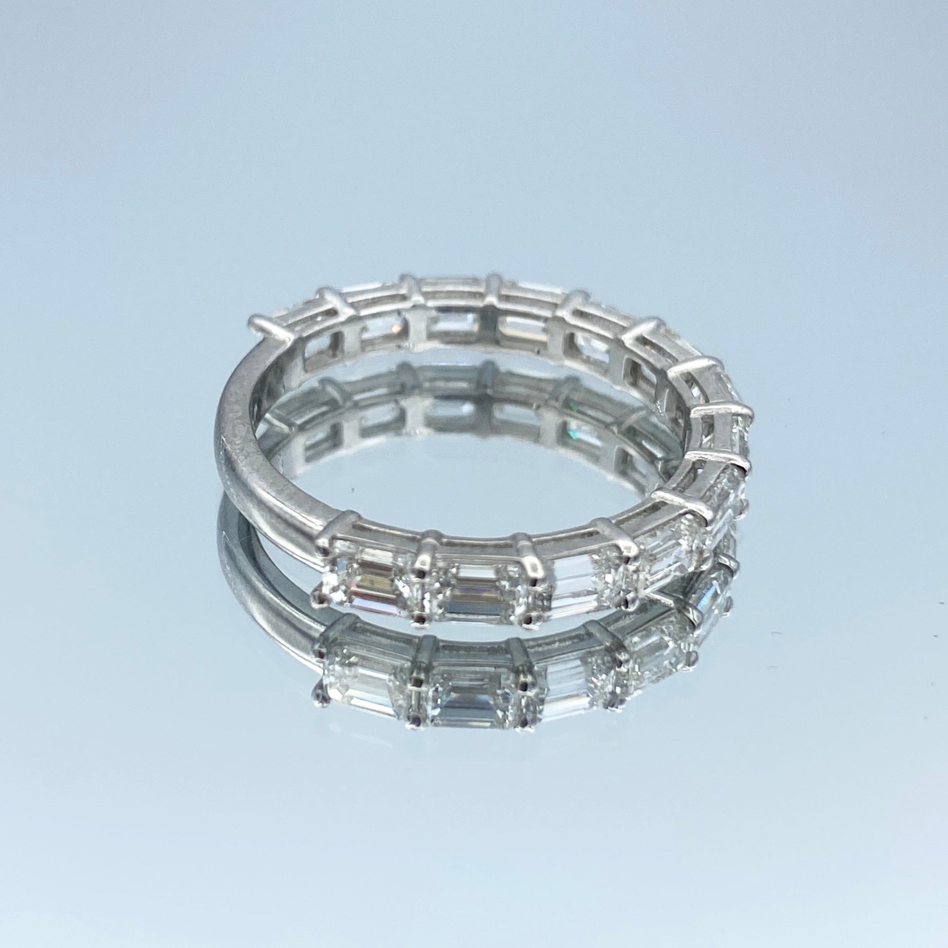 Emerald-Cut Diamond Halfway Eternity Ring in 14K White Gold - L and L Jewelry