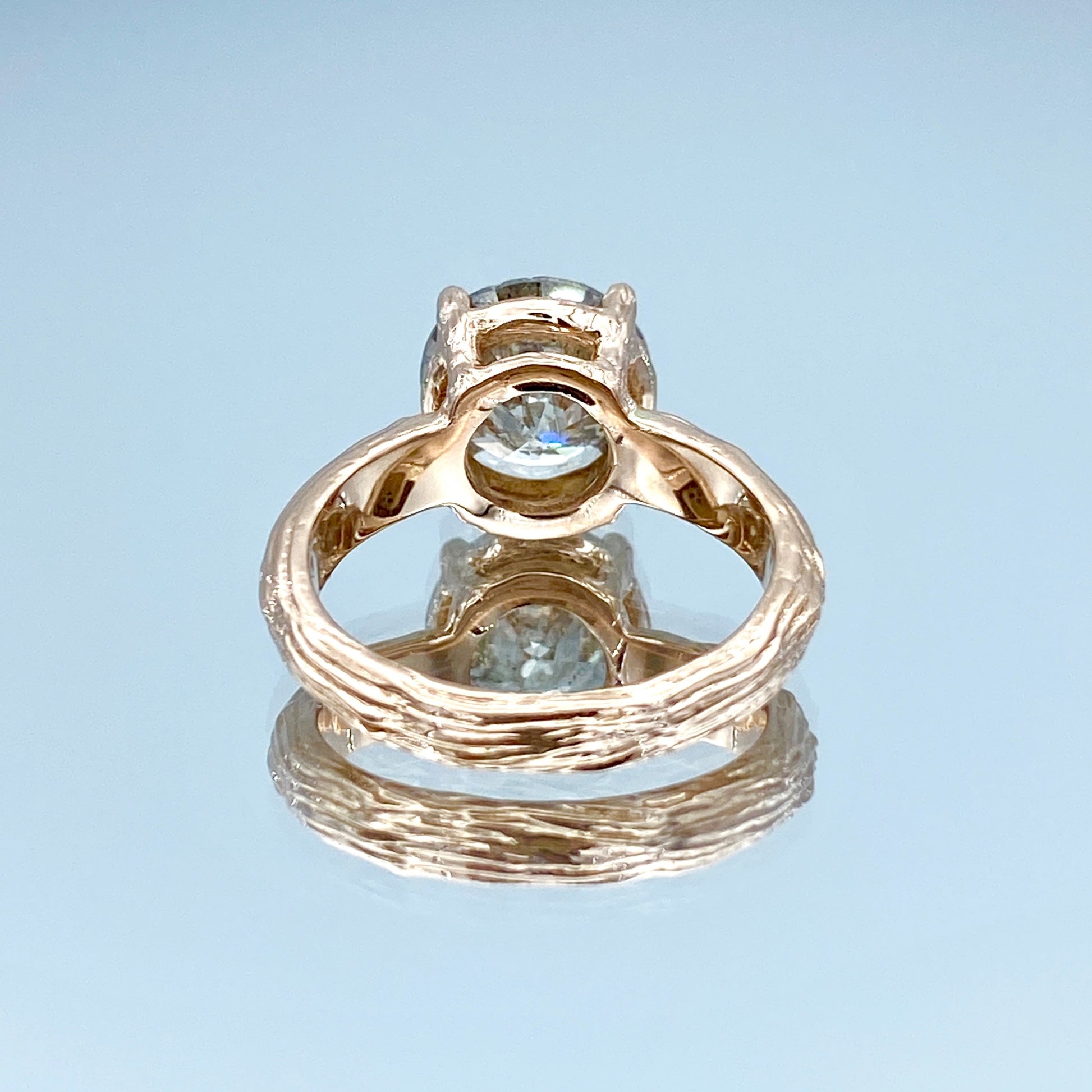 Round-Cut Salt and Pepper Diamond Engagement Ring in 14K Rose Gold - L and L Jewelry